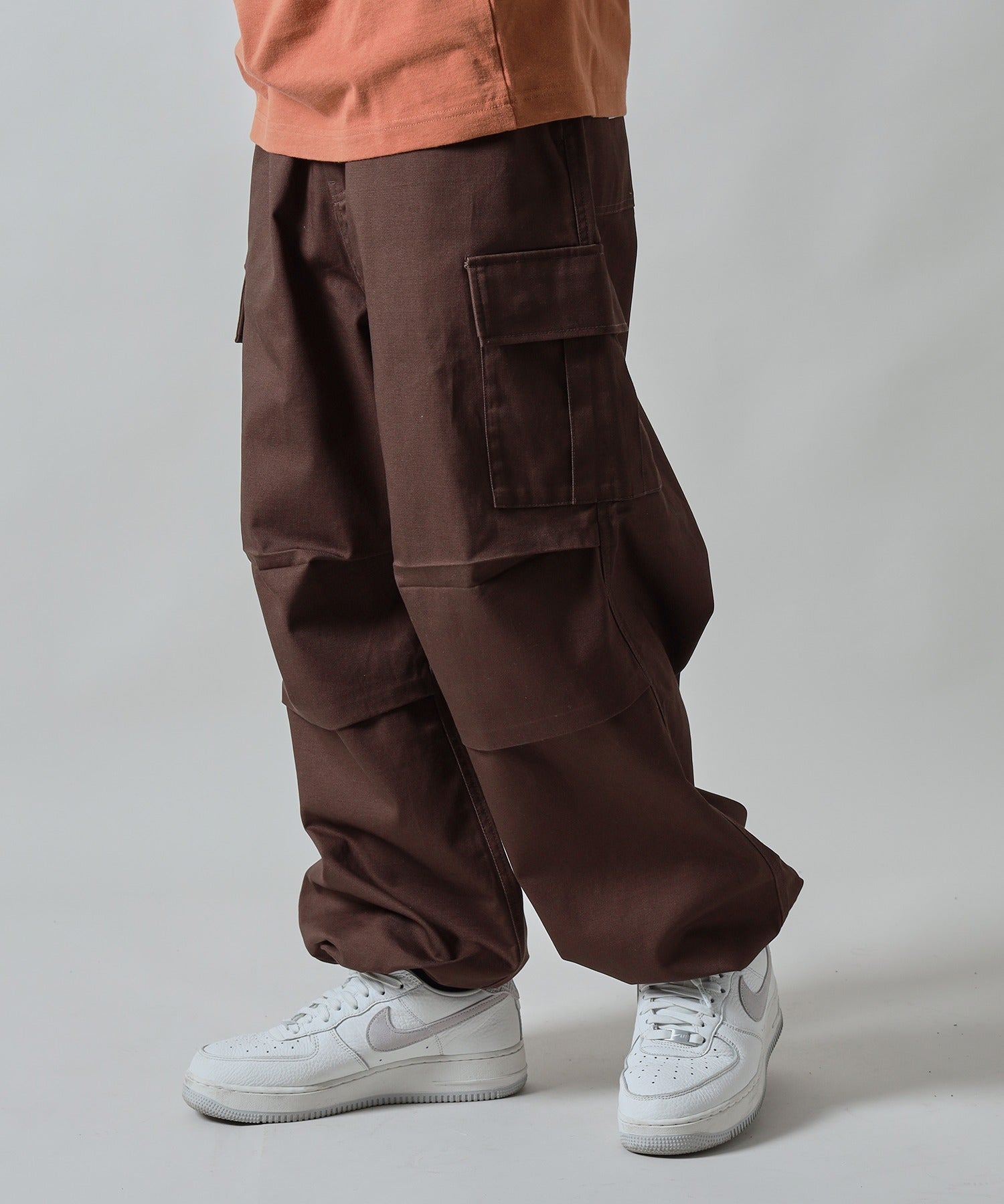 H177 着用サイズ:L【柄85(ブラウン カーゴポケット付き)】