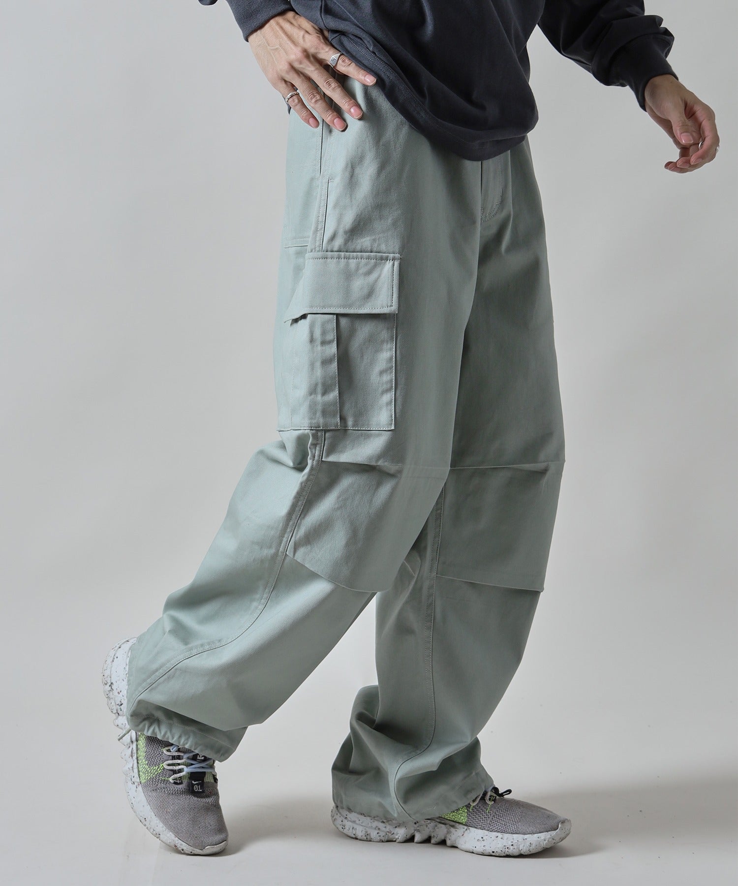 H177 着用サイズ:L【柄86(ミント カーゴポケット付き)】