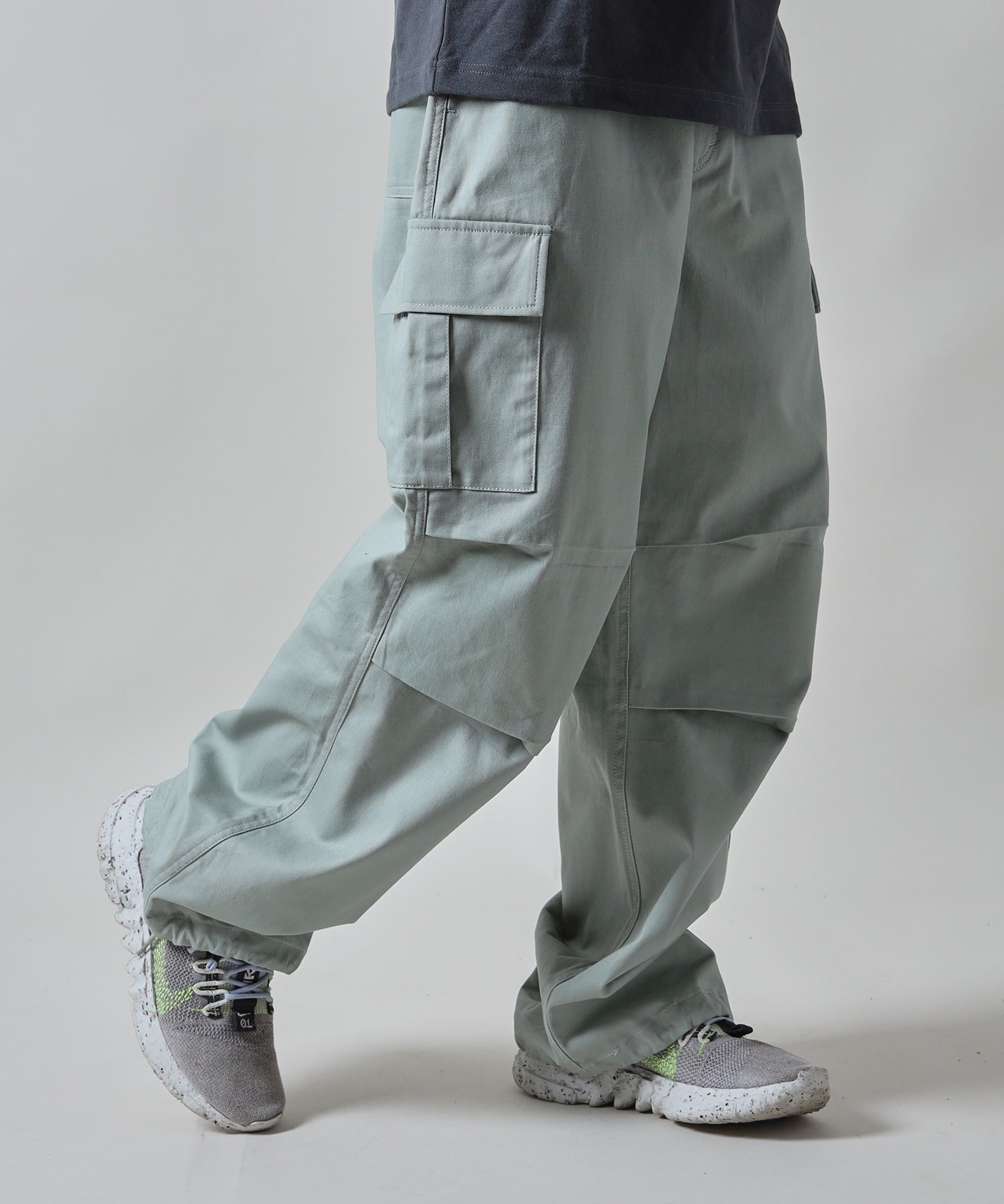 H177 着用サイズ:L【柄86(ミント カーゴポケット付き)】