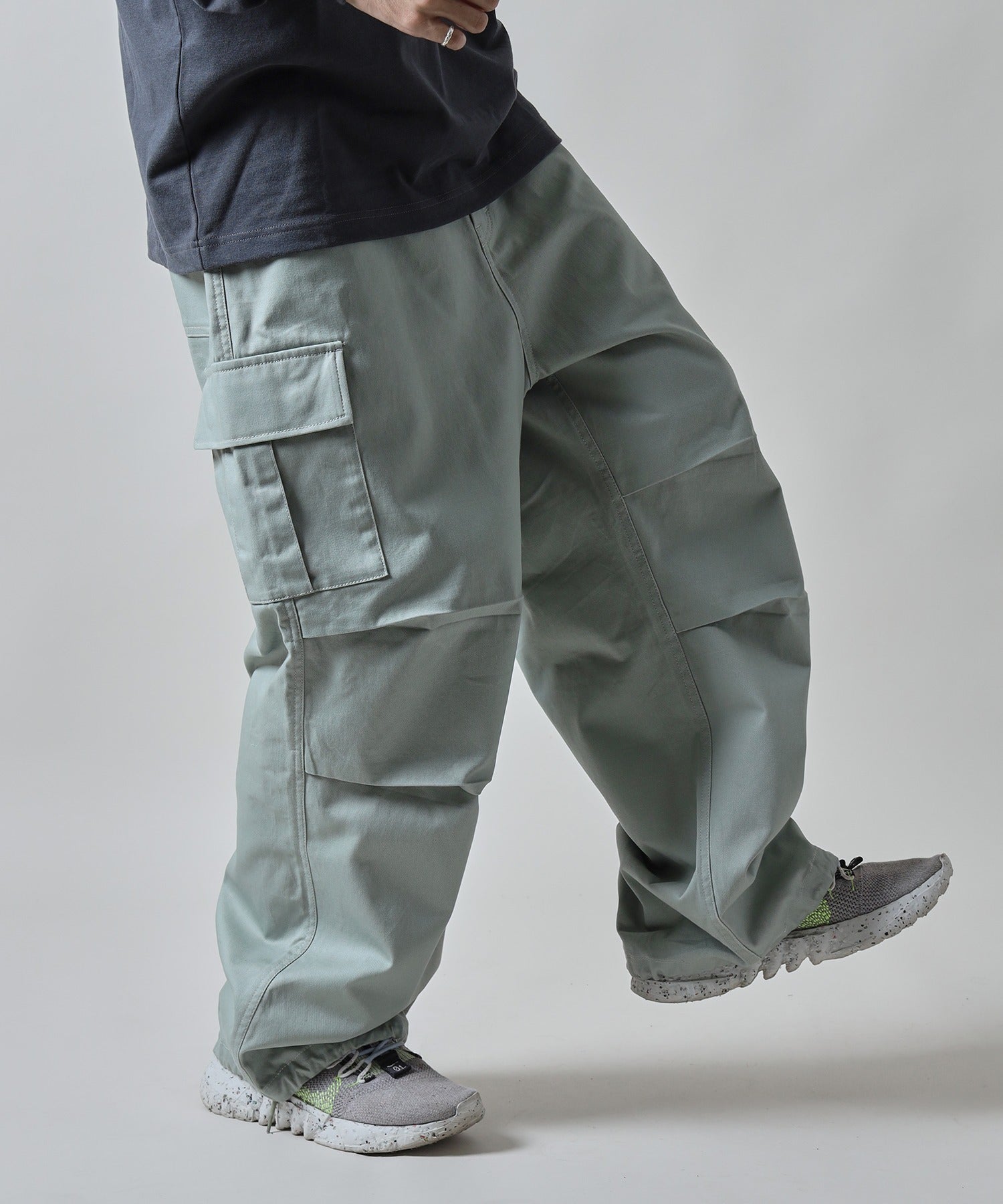 H177 着用サイズ:L【柄86(ミント カーゴポケット付き)】