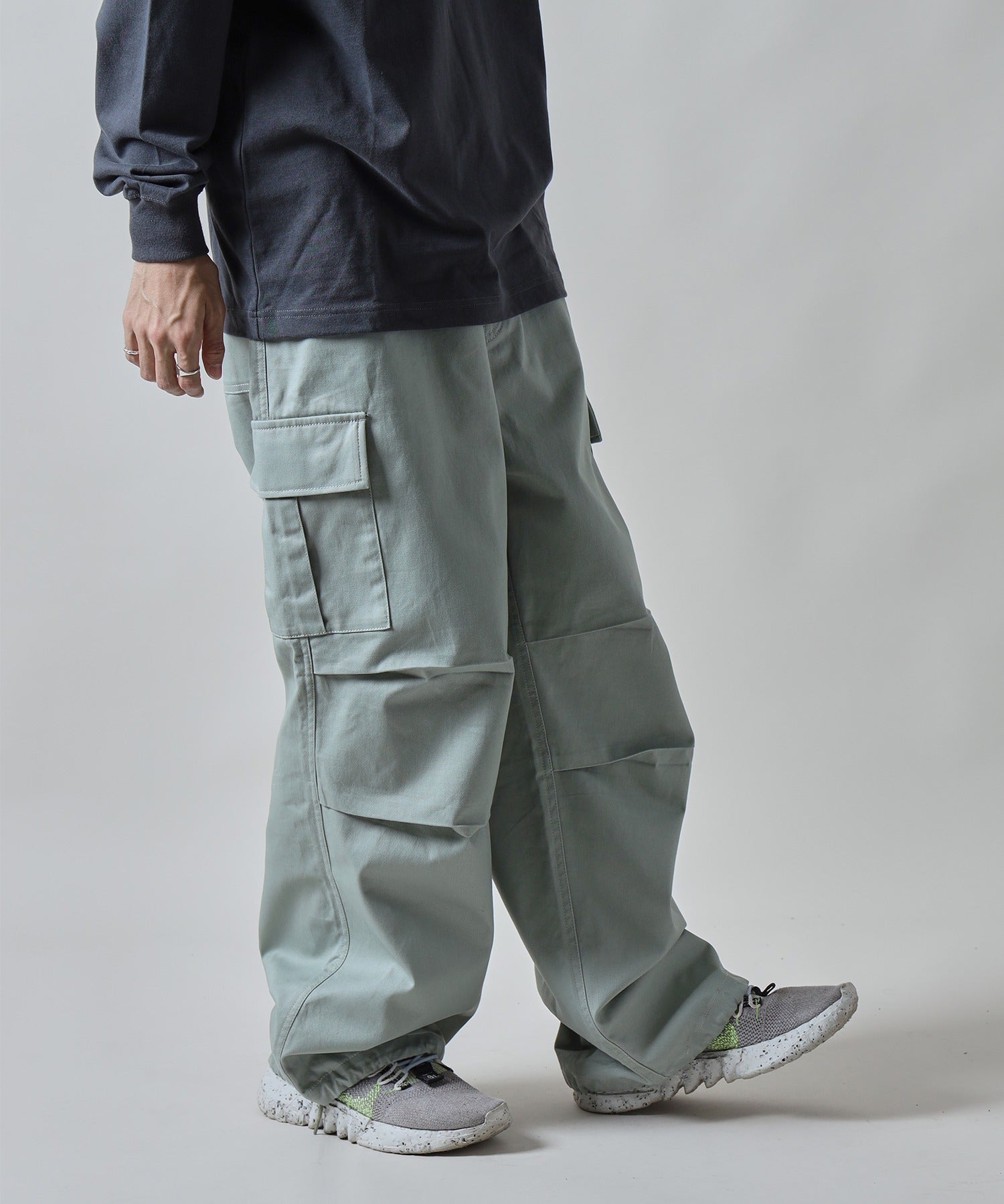 H177 着用サイズ:L【柄86(ミント カーゴポケット付き)】