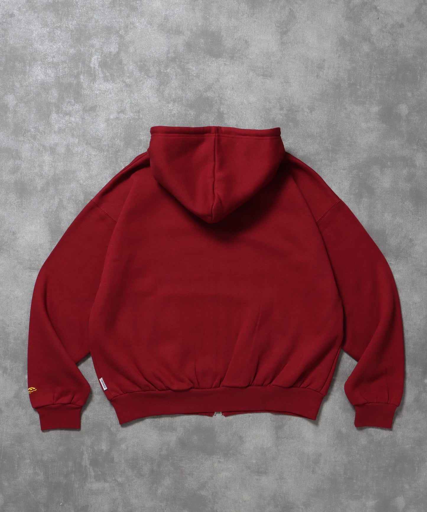 ヘビーウエイトセンターロゴ刺繍ZIPパーカー / パーカー 裏起毛 ジップ 刺繍 ロゴ フーディ バブルジップ ワイン