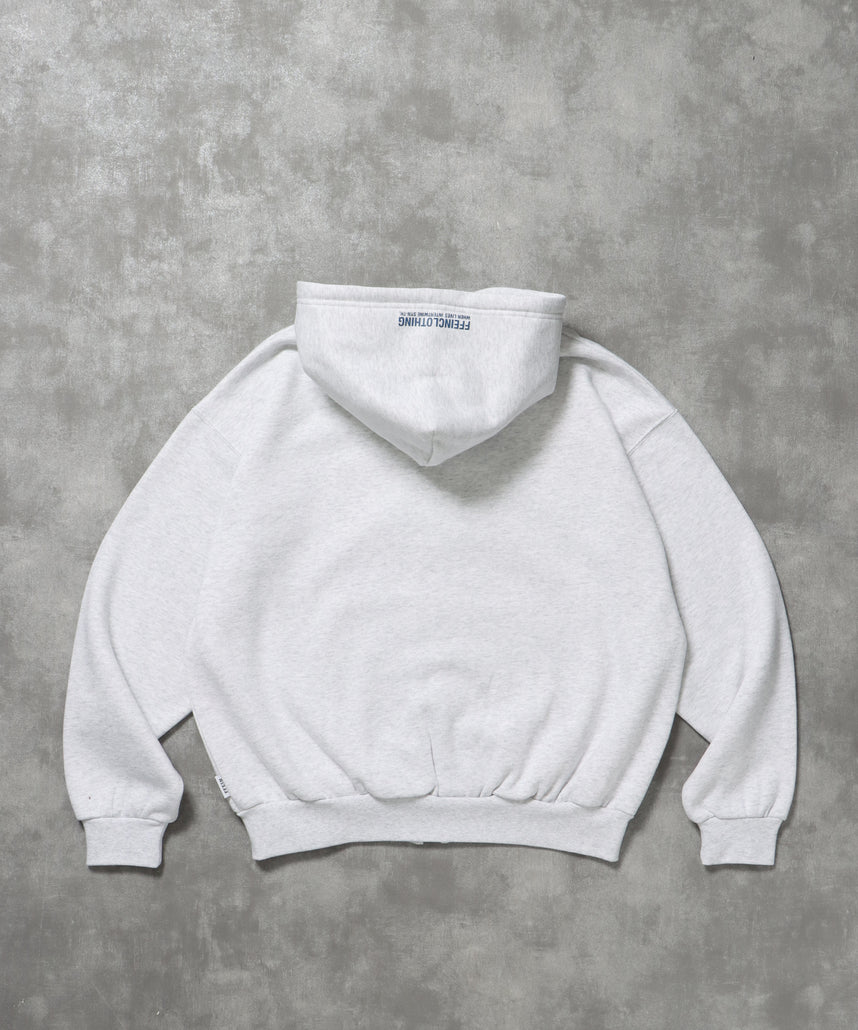 ヘビーウエイトぼかしロゴジップパーカー / パーカー 裏起毛 ジップ 刺繍 ロゴ フーディ ダブルジップ アッシュグレー