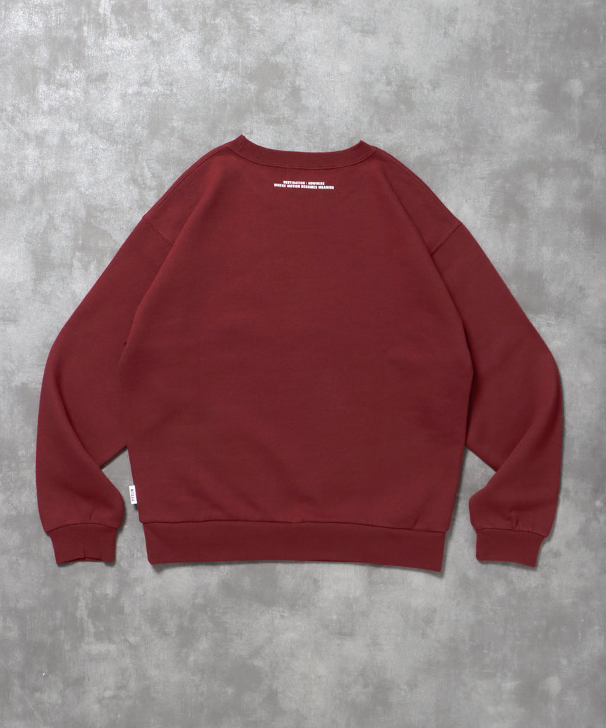 ヘビーウエイトフライトメッセージロゴスウェット / 裏起毛 スウェット クルーネック ワンポイント プリント ワイン