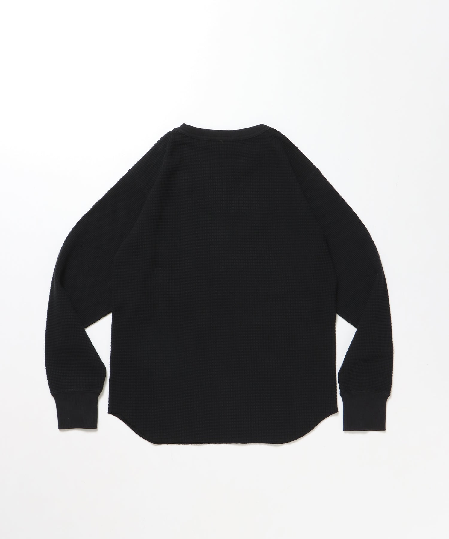 WAFFLE L/S CREW / ビッグシルエット ワッフル クルーネック 長袖 レイヤード ブラック