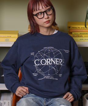 ヘビーウエイトサークルロゴスウェット / 裏起毛 スウェット クルーネック ワンポイント プリント ネイビー