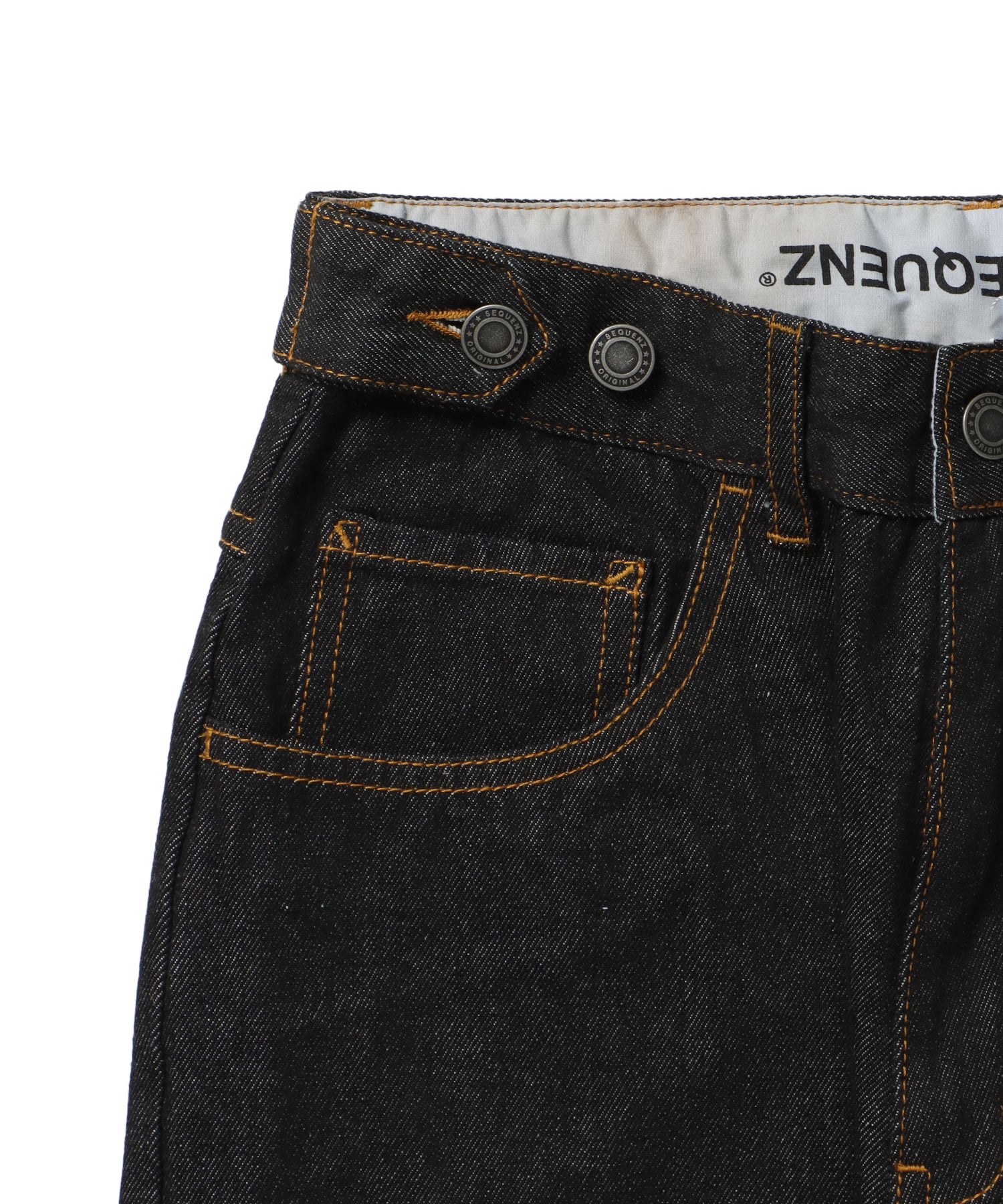 sqnz carve logo ladies denim / パンツ デニム リジッド 加工 カーブ 刺繍 ブラック