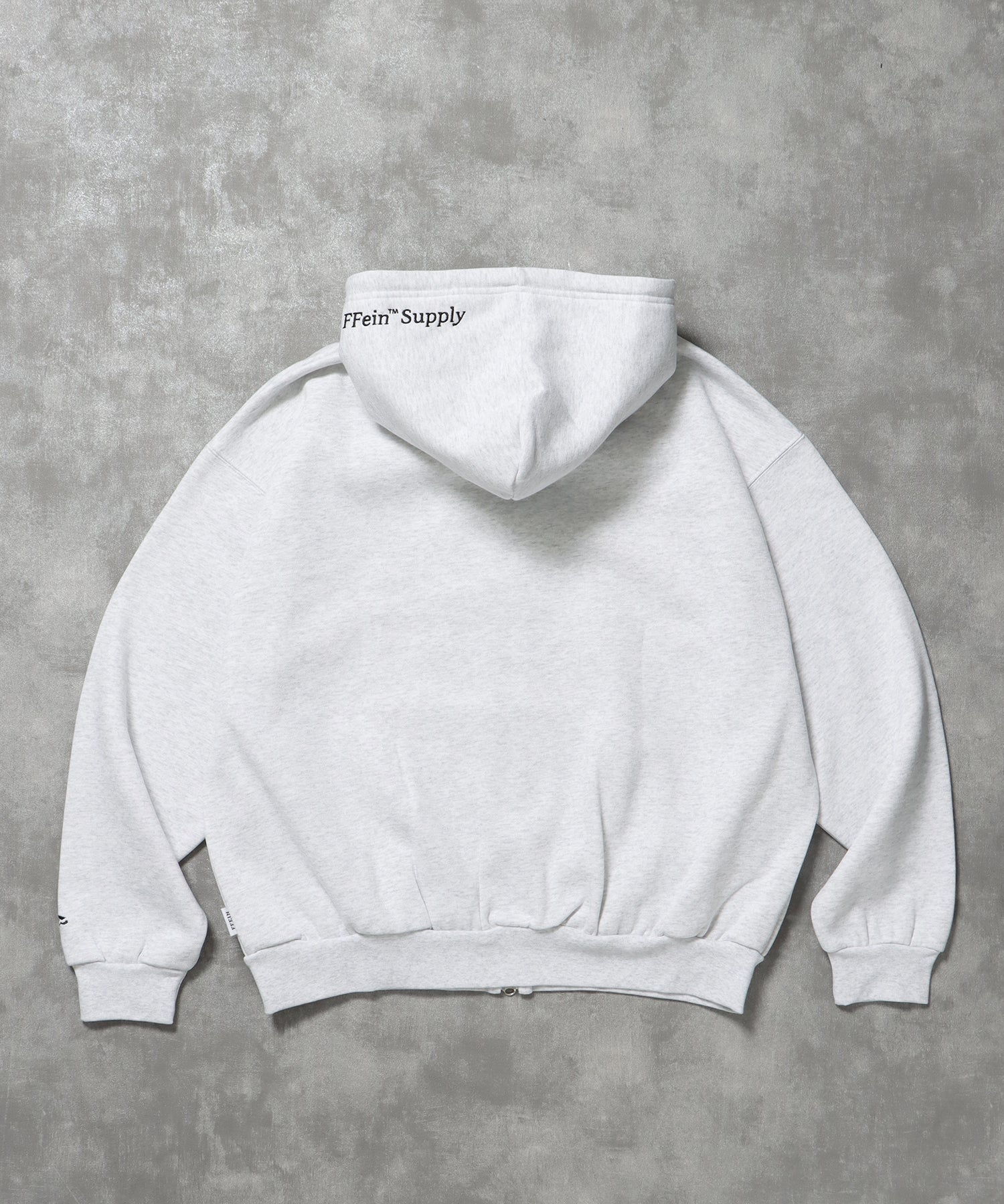 ヘビーウエイトフード刺繍ロゴジップパーカー / パーカー 裏起毛 ジップ 刺繍 ロゴ フーディ ダブルジップ アッシュグレー