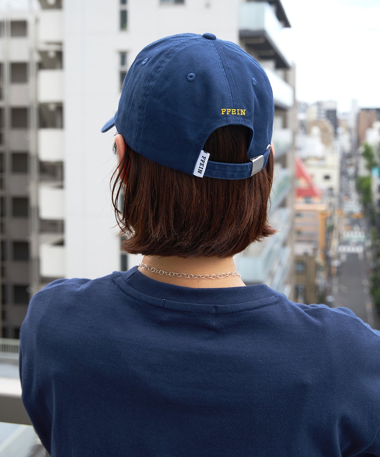 英字メッセージ刺繍キャップ / 深めキャップ  ネイビー