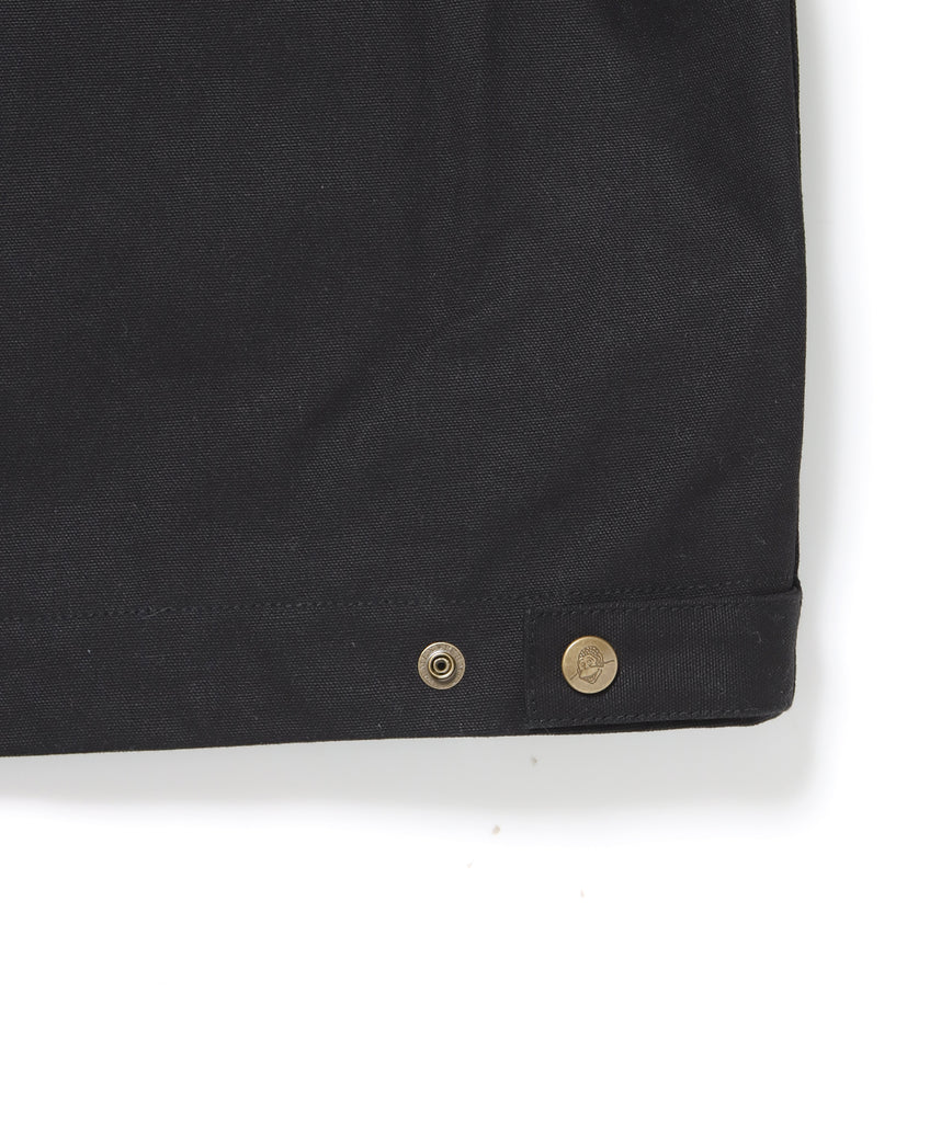 MECHANIC EMB RIBBED JACKET / ワーク ジャケット 刺繍 ジャケット ダック アウター ブラック