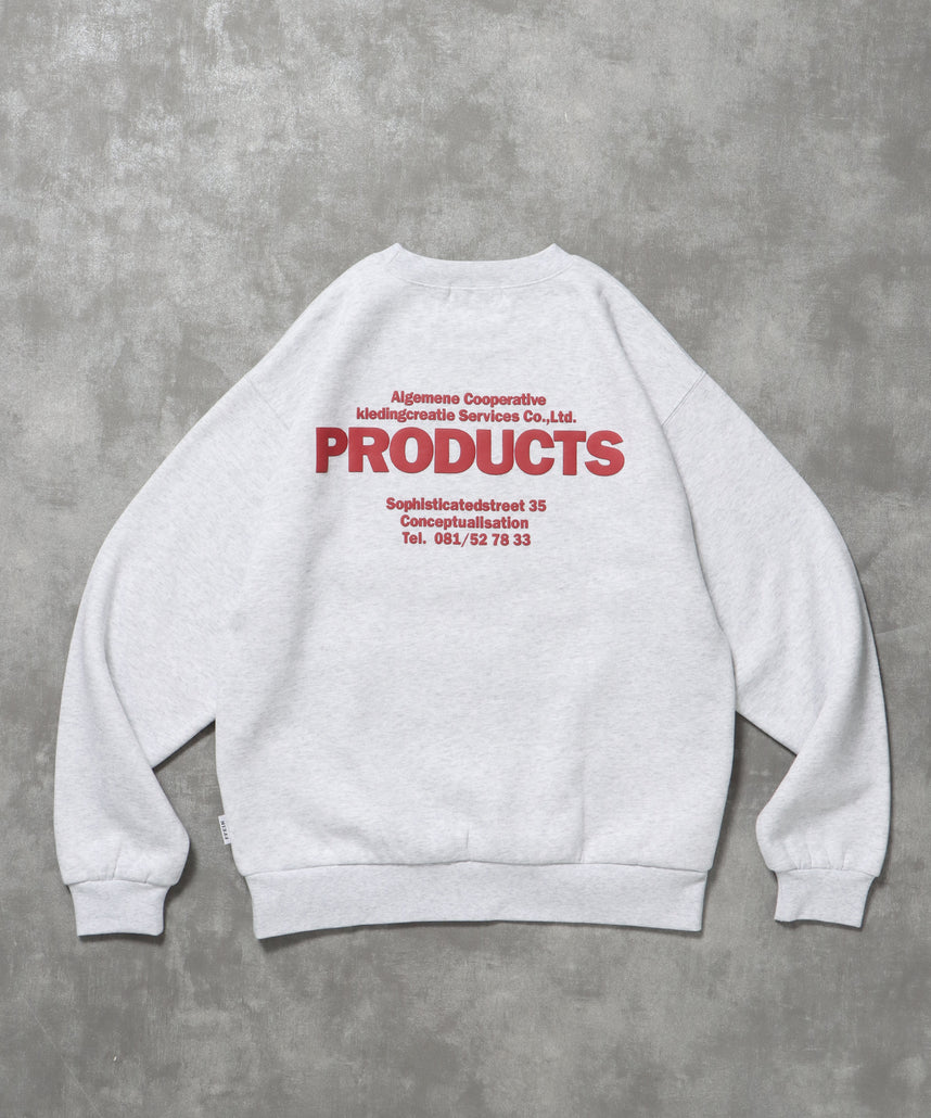 ヘビーウエイトウェーブロゴスウェット / 裏起毛 スウェット クルーネック ワンポイント プリント アッシュグレー