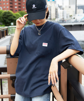 BIG POCKET TEE ZF / ポケット 半袖 ワンポイント ワイドシルエット ヘビーウエイト クルーネック ネイビー