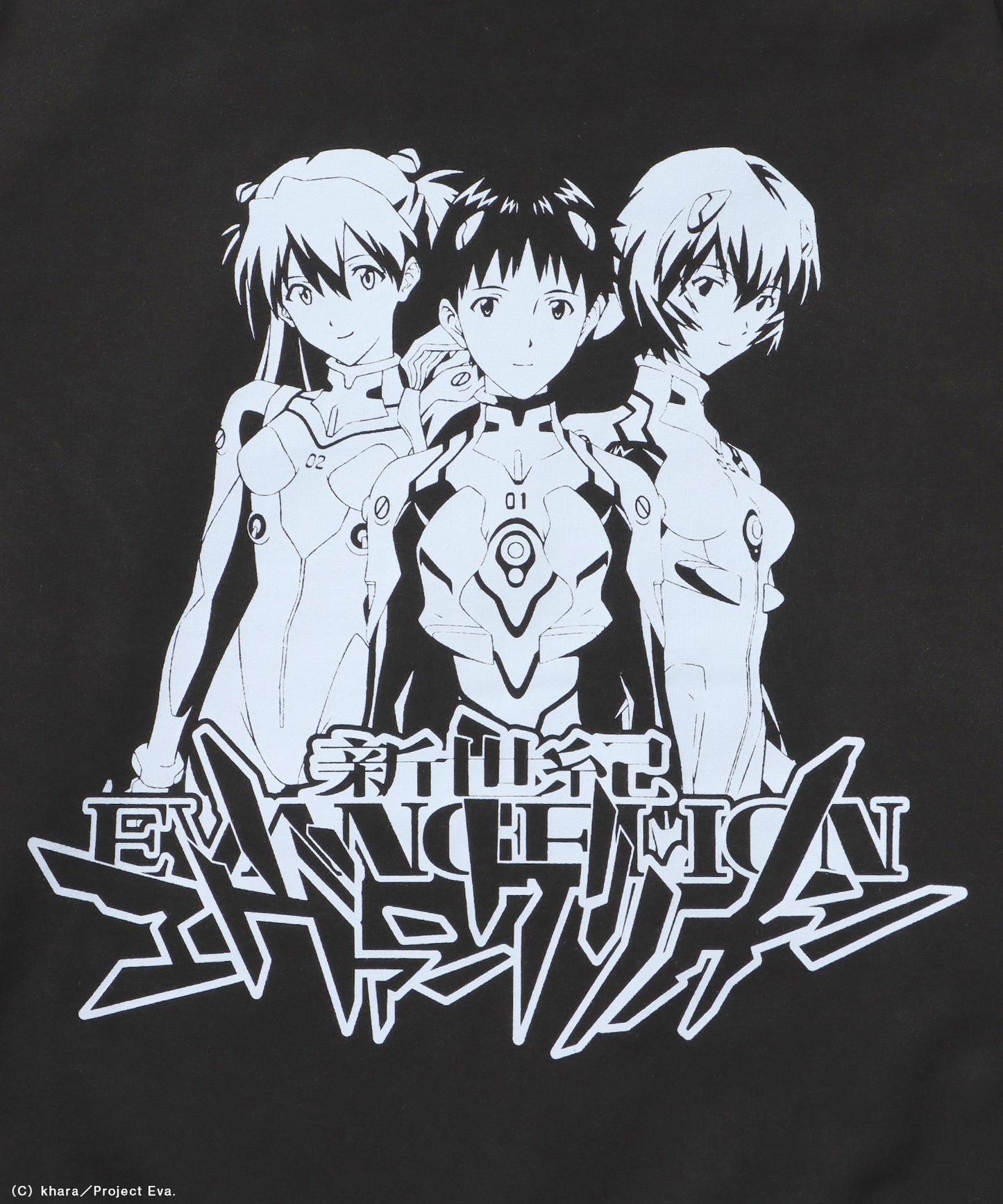 EVA CHARCTER ZIP PK / オーバーサイズ ビッグシルエット ジップパーカー 刺繍 プリント フーディ 裏起毛 ユニセックス ブラック