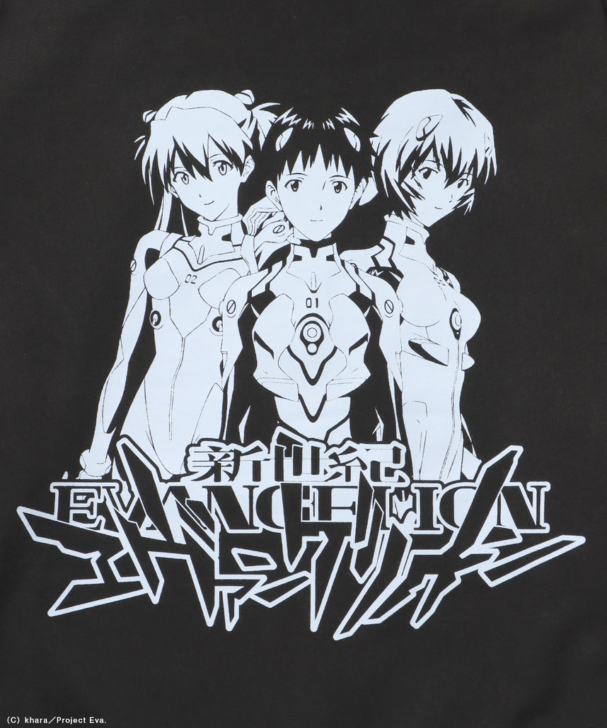 EVA CHARCTER ZIP PK / オーバーサイズ ビッグシルエット ジップパーカー 刺繍 プリント フーディ 裏起毛 ユニセックス ブラック