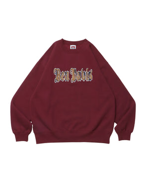 PLAD LOGO CREW / ビッグシルエット クルーネック 裏起毛 ワンポイント 人気秋冬 トレンドカラー スウェット タウンユース カジュアルストリート ユニセックス バーガンディー