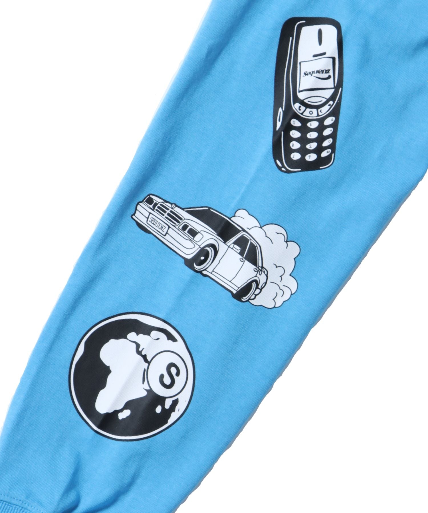 【SEQUENZ】 "EMOTIONAL"L/S TEE/ 8ボール プリント ロンT ビックサイズ 長袖 Tシャツ スカイブルー