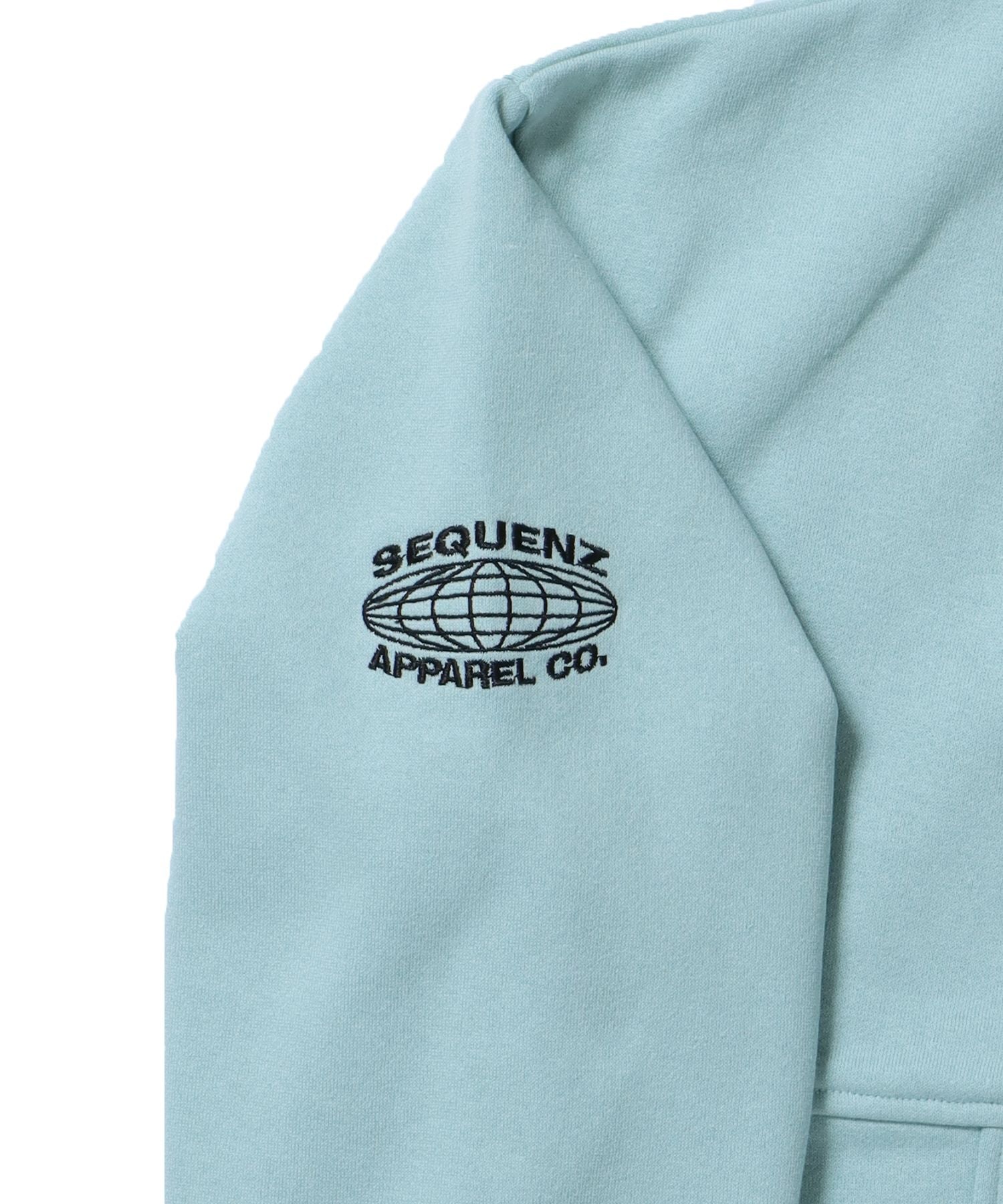 【SEQUENZ】 90's SPORTS HALF ZIP SWEAT / ロゴ 刺繍 ワッペン オーバーサイズ ハーフジップ スウェット ミント