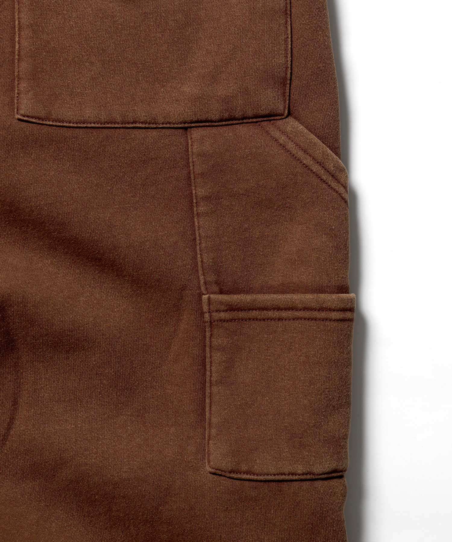 【SEQUENZ】 WORK AGING SWEAT PANTS / ワンポイント ロゴ 刺繍 ワイド スウェット パンツ モカ