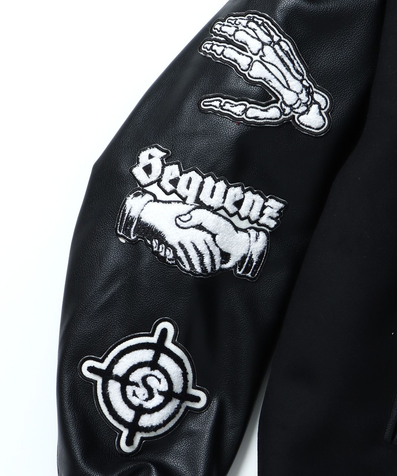DARKNESS STADIUM JACKET / レザー 刺繍 ワッペン スタジアムジャンパー スタジャン ブラック