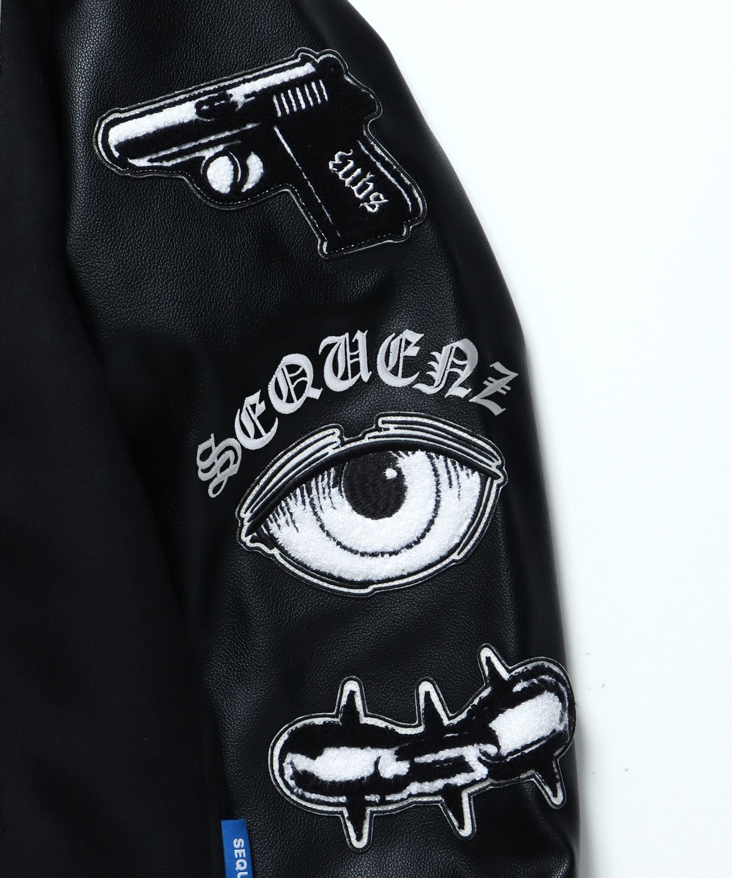DARKNESS STADIUM JACKET / レザー 刺繍 ワッペン スタジアムジャンパー スタジャン ブラック