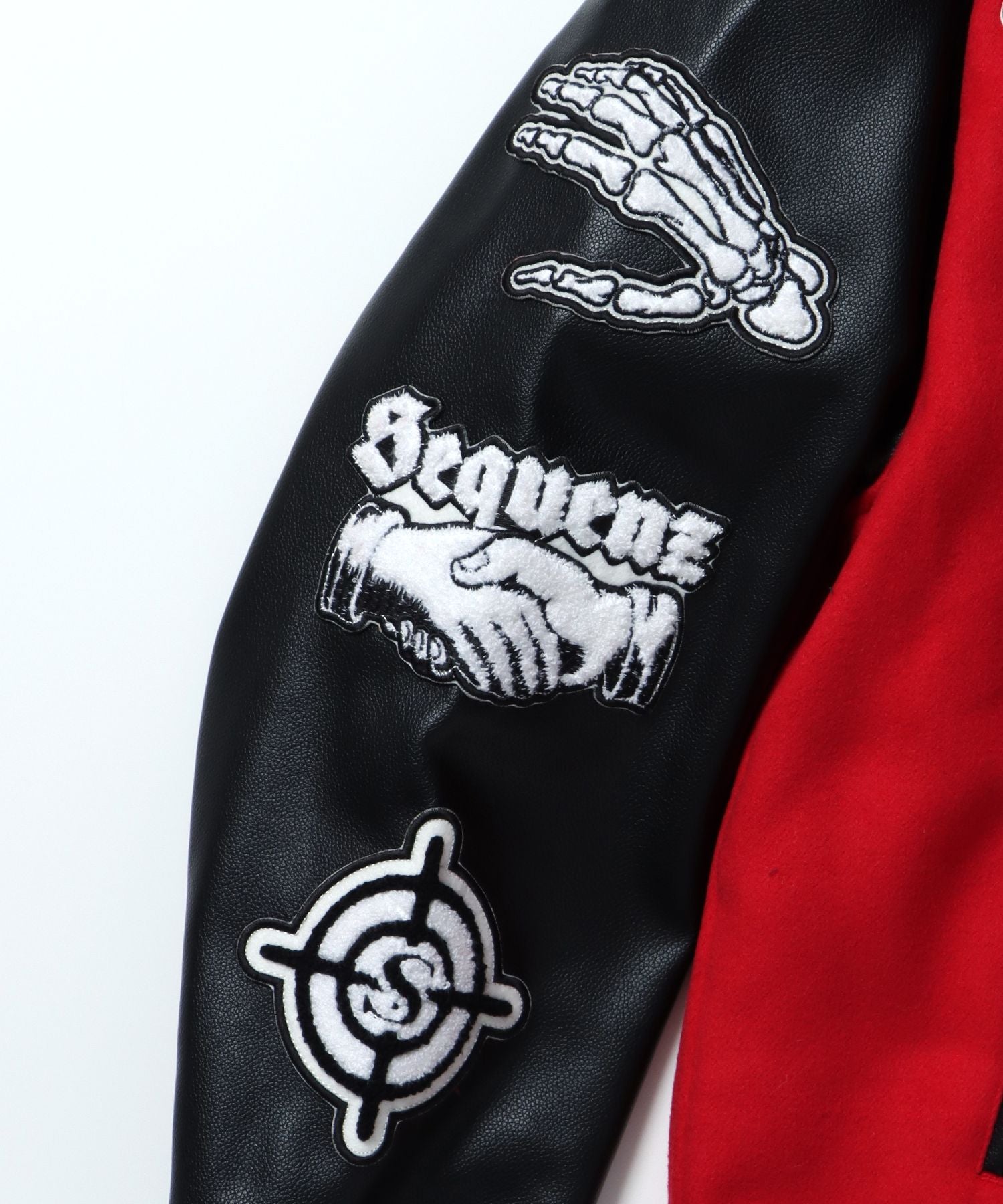 DARKNESS STADIUM JACKET / レザー 刺繍 ワッペン スタジアムジャンパー スタジャン レッド
