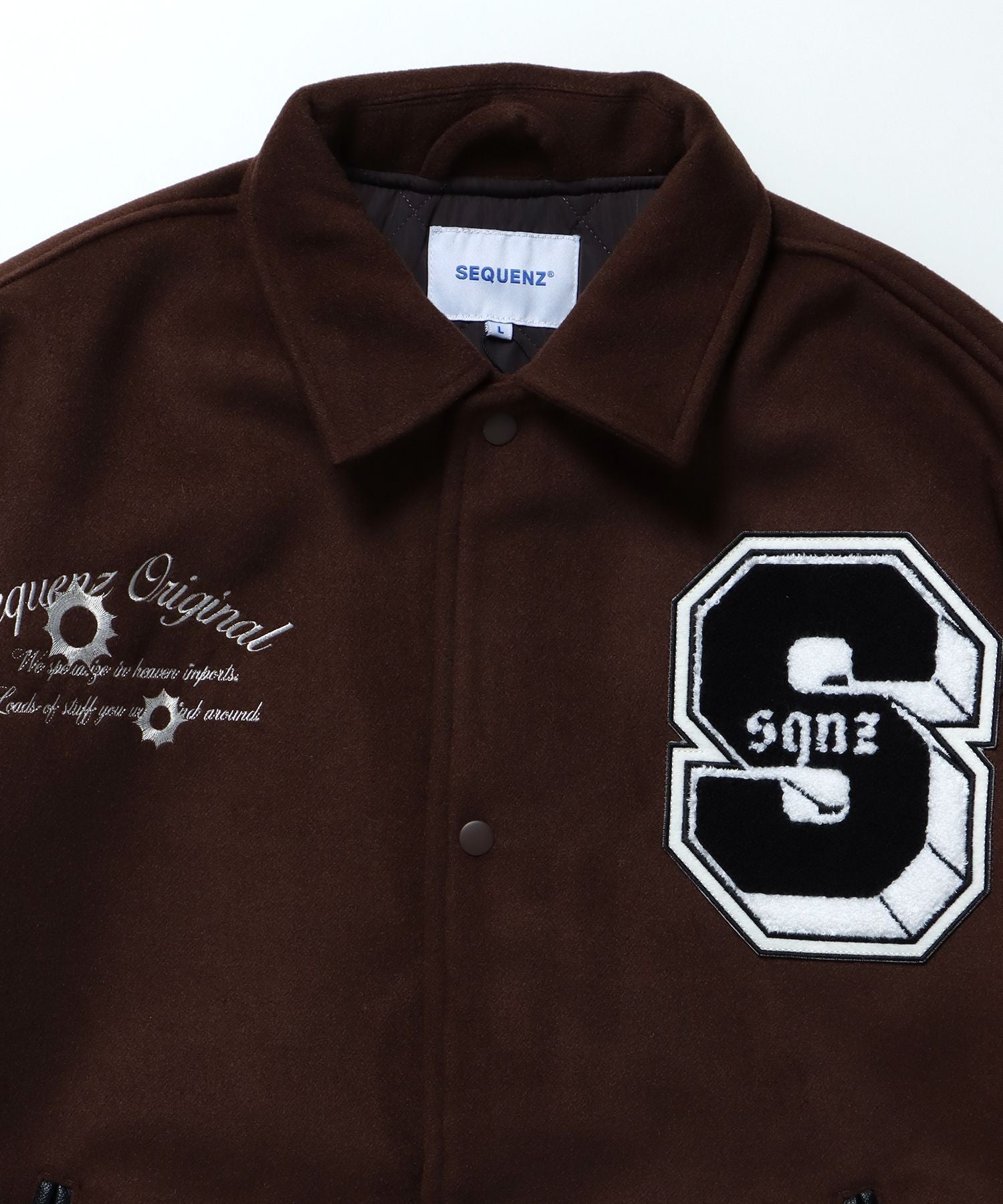DARKNESS STADIUM JACKET / レザー 刺繍 ワッペン スタジアムジャンパー スタジャン ブラウン