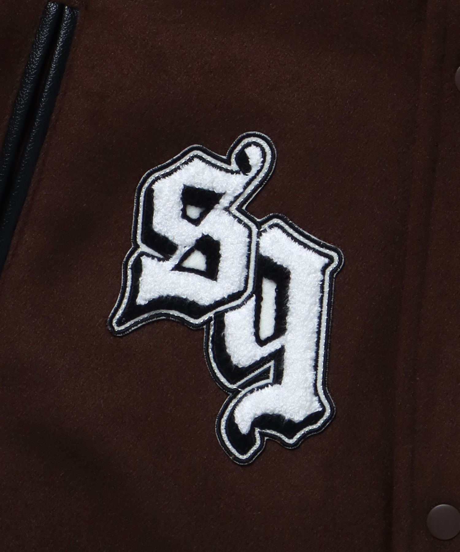 DARKNESS STADIUM JACKET / レザー 刺繍 ワッペン スタジアムジャンパー スタジャン ブラウン