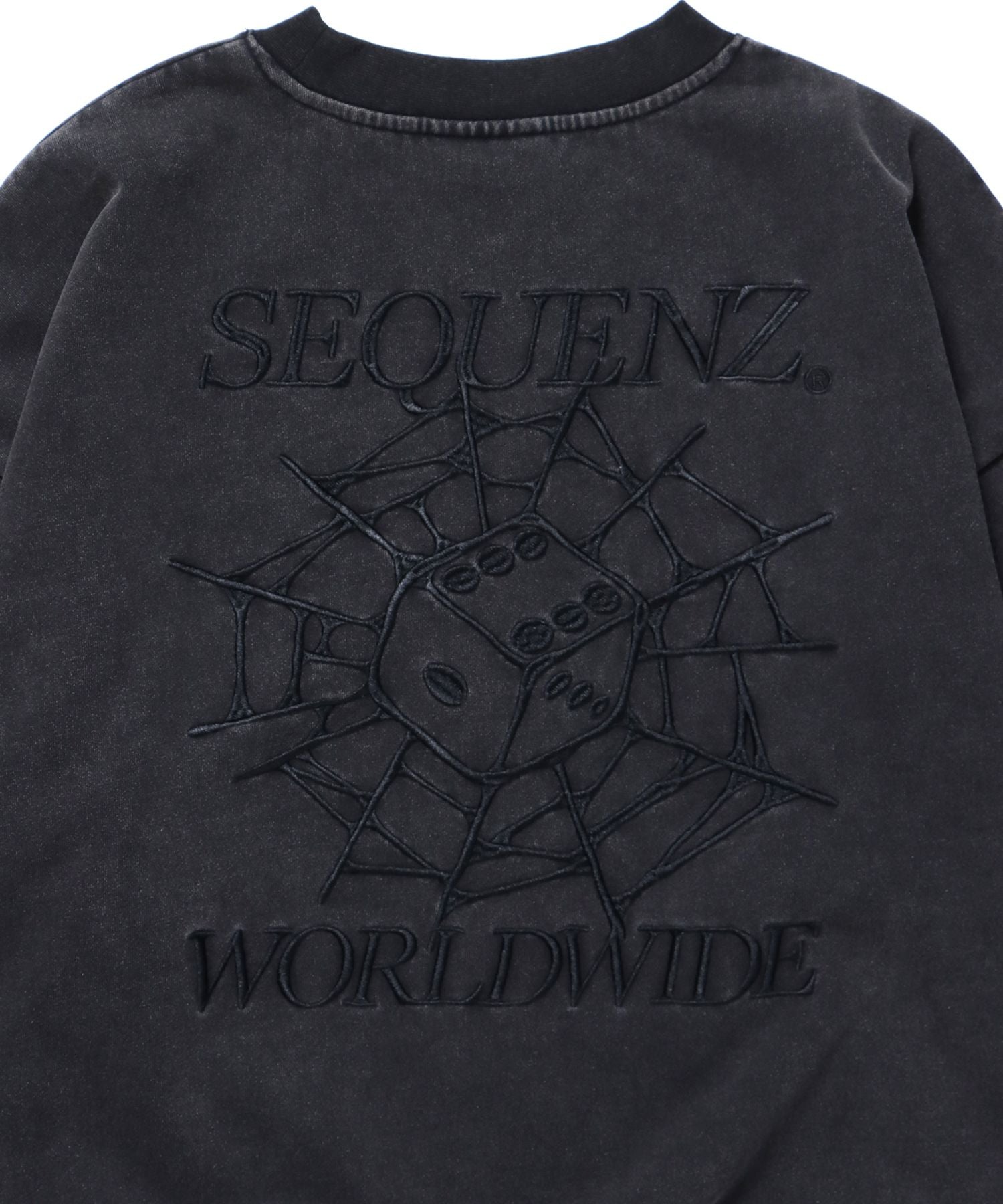 【SEQUENZ】 古着風 ダイス オーバーサイズ クルーネック スウェット ブラック