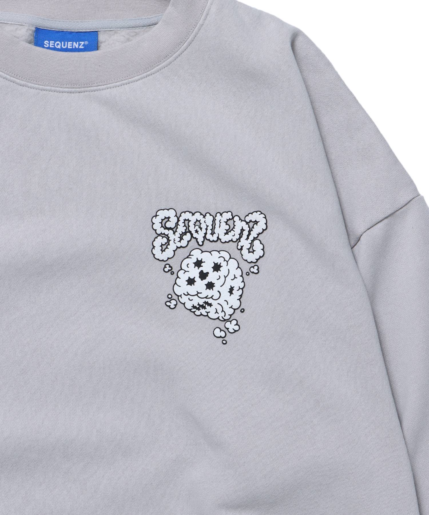 【SEQUENZ】 SMOKE DICE AGING C/N SWEAT / ヴィンテージライク スモーク ダイス クルーネック スウェット アイボリー
