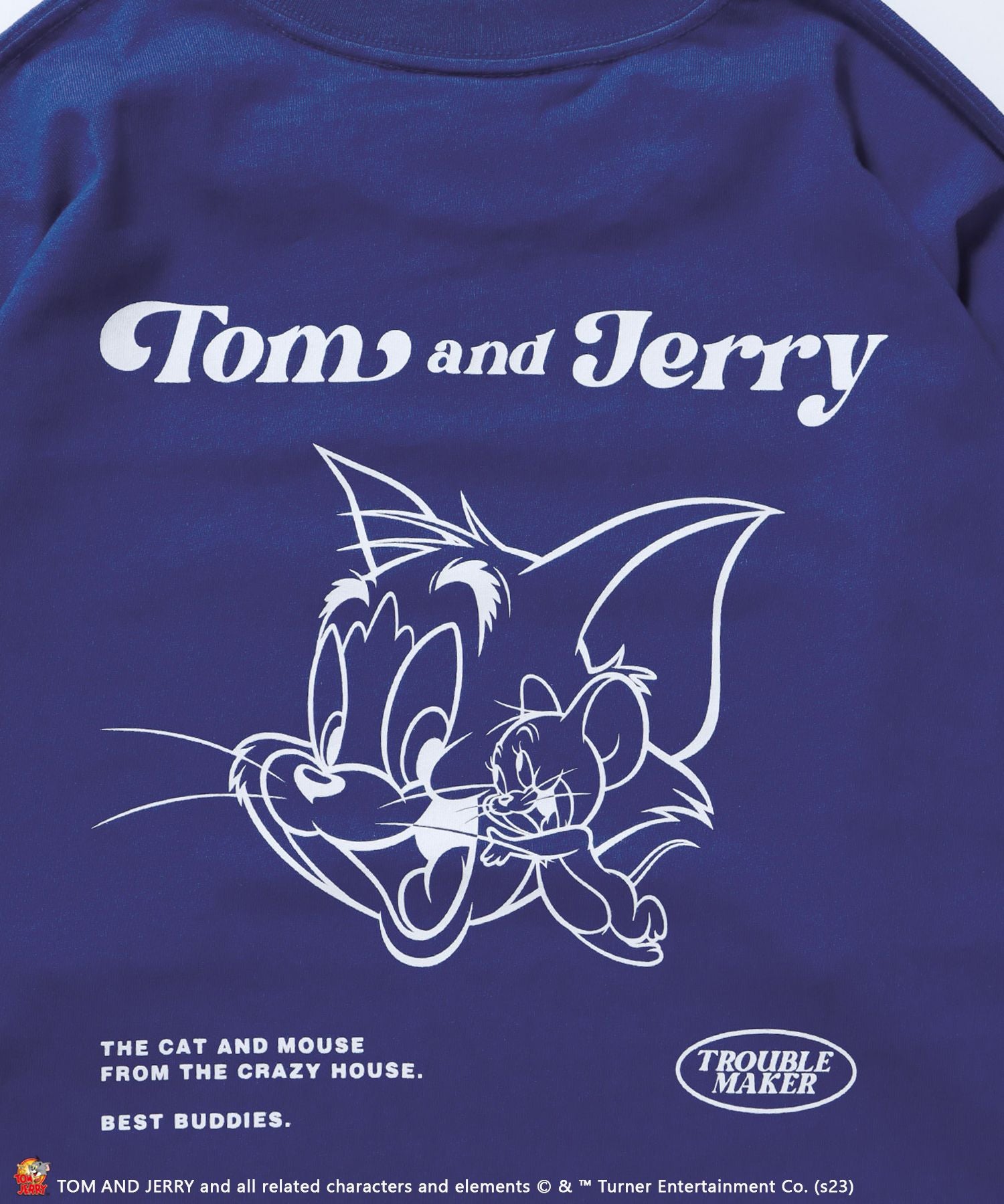 【SEQUENZ】 TOM and JERRY STAFF FAKE LAYERD L/S TEE / トムとジェリー ロンT ビックサイズ キャラクター 重ね着 ロイヤルブルー