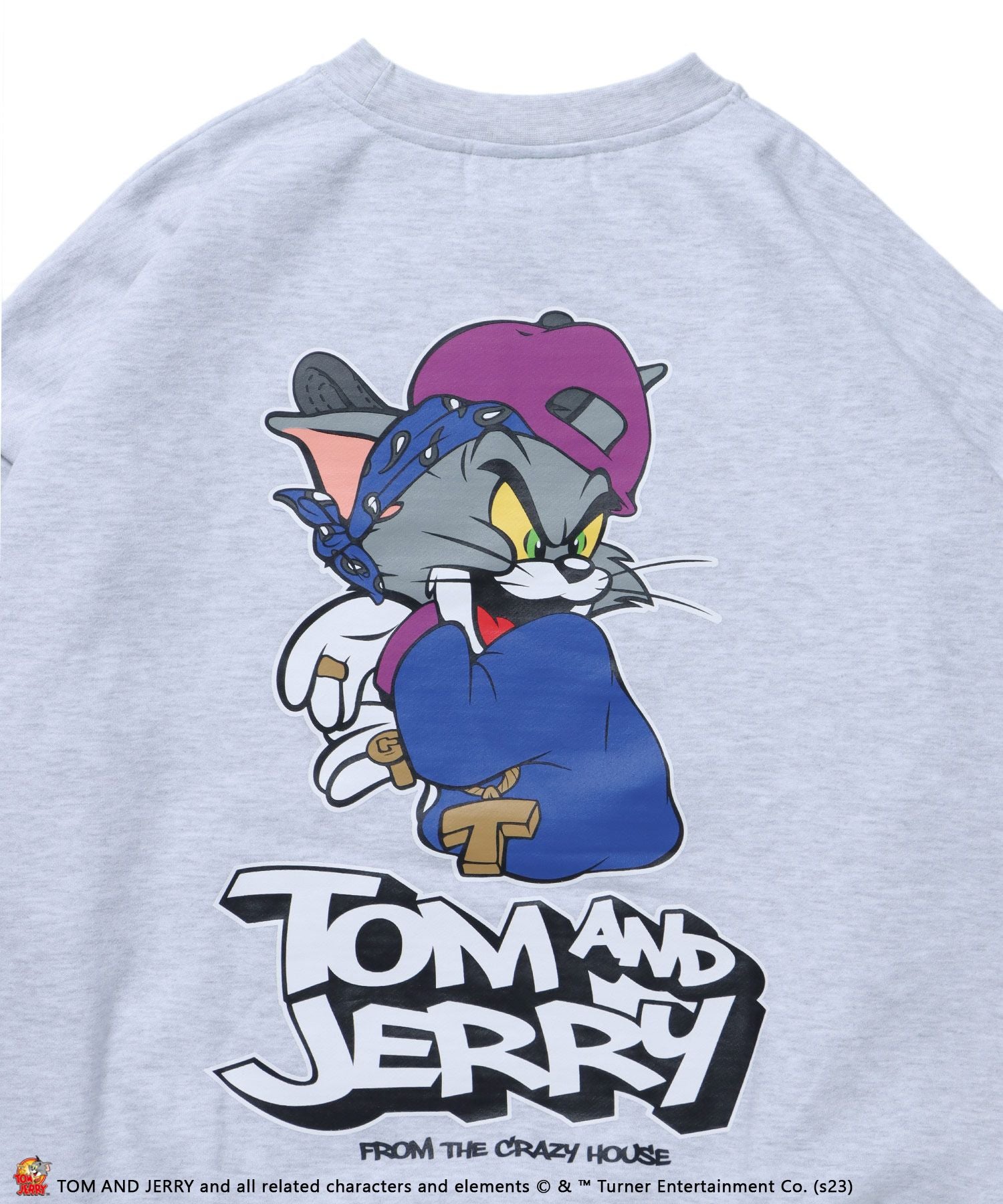 【SEQUENZ】TOM and JERRY 90s STYLE CN SWEATSHIRTS/ トムとジェリー ストリート 古着風 ロゴ ペアコーデ クルーネック スウェット アイボリー(トム)