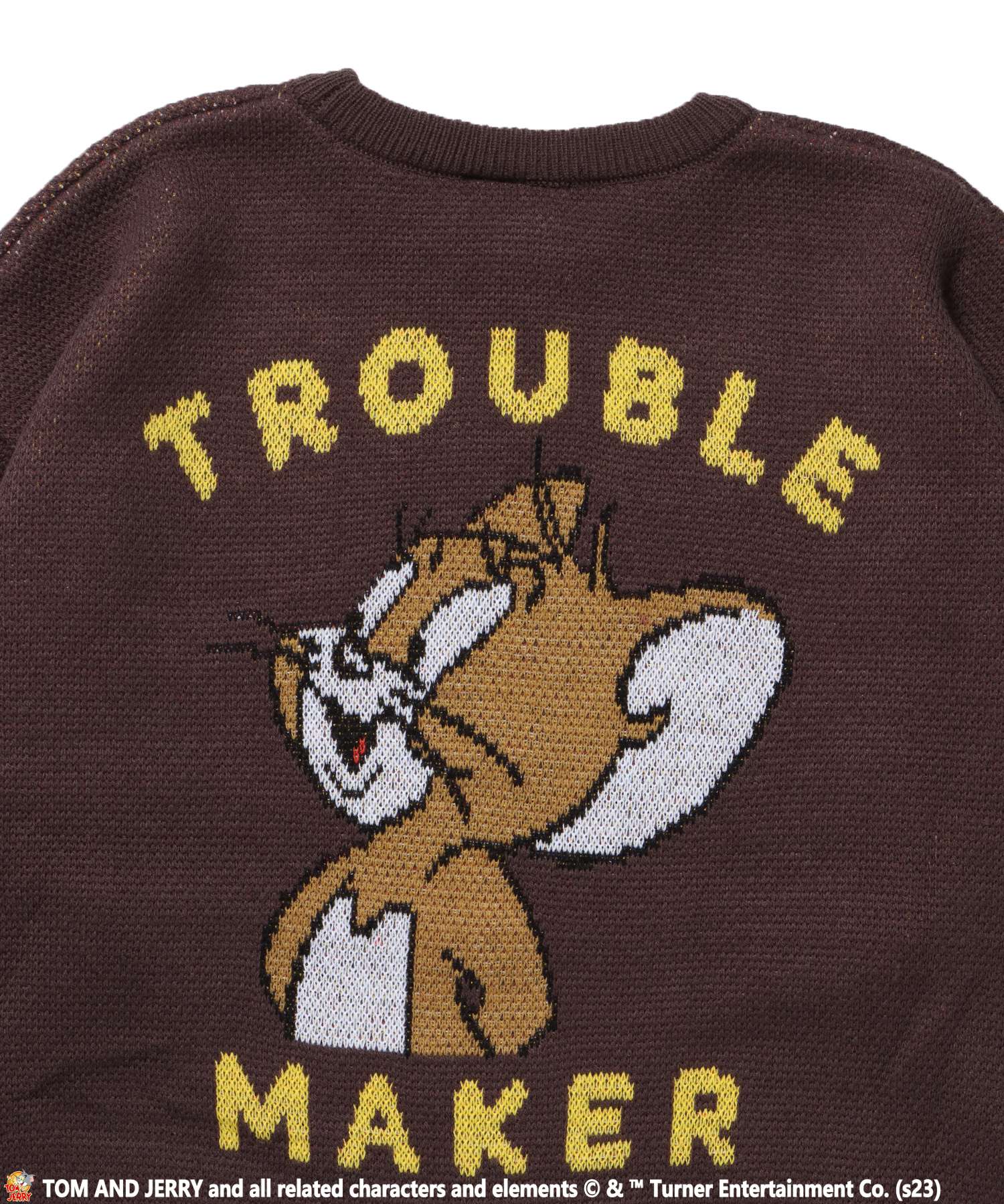 【SEQUENZ】 TOM and JERRY TROUBLE MAKER KNIT / トムとジェリー ストリート アメリカン ポップ ペアコーデ クルーネック ブラウン