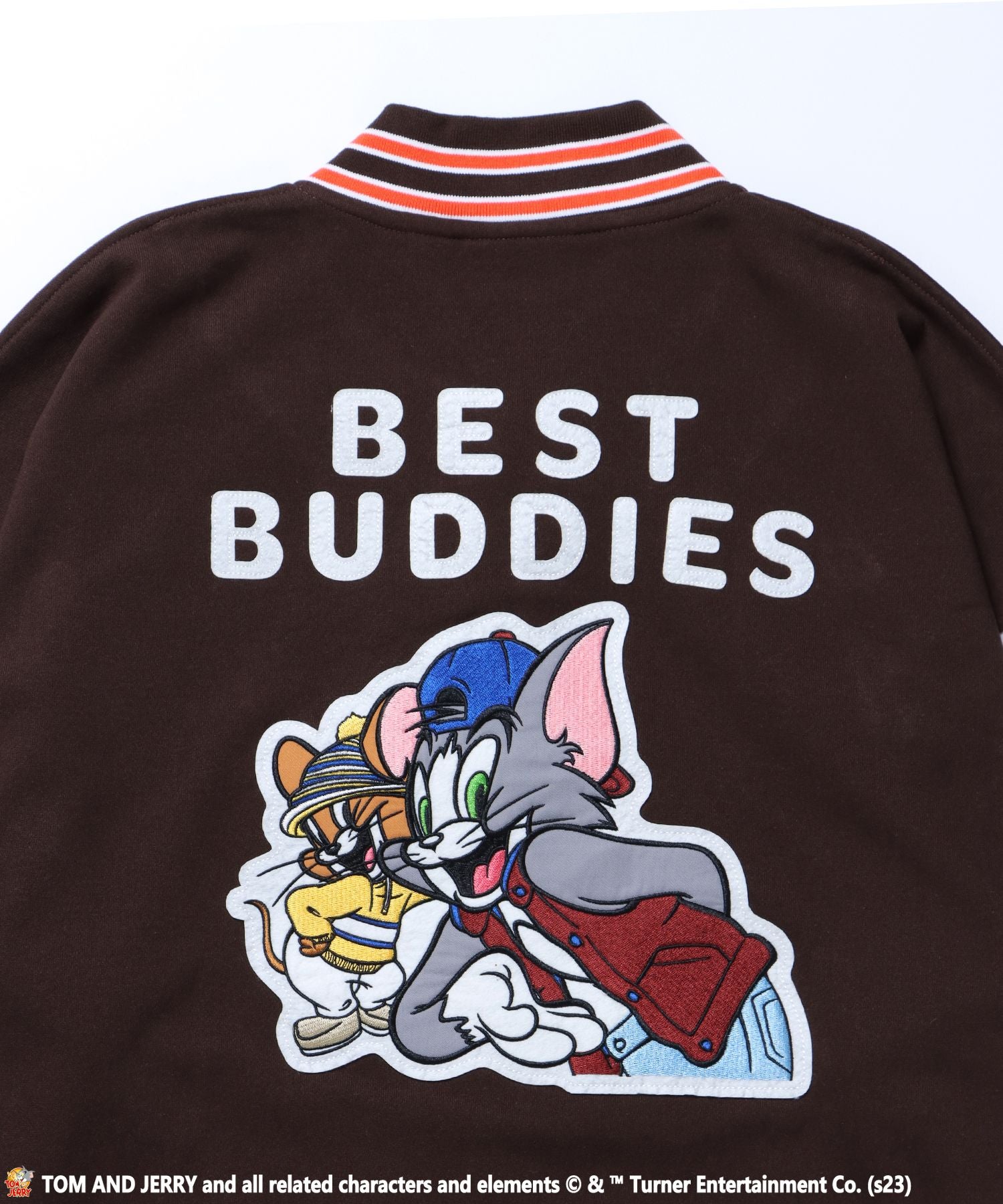 【SEQUENZ】 TOM and JERRY CLASSIC STADIUM JACKET / トムとジェリー ストリート アメリカン スタジャン サガラ刺繍 ダークブラウン