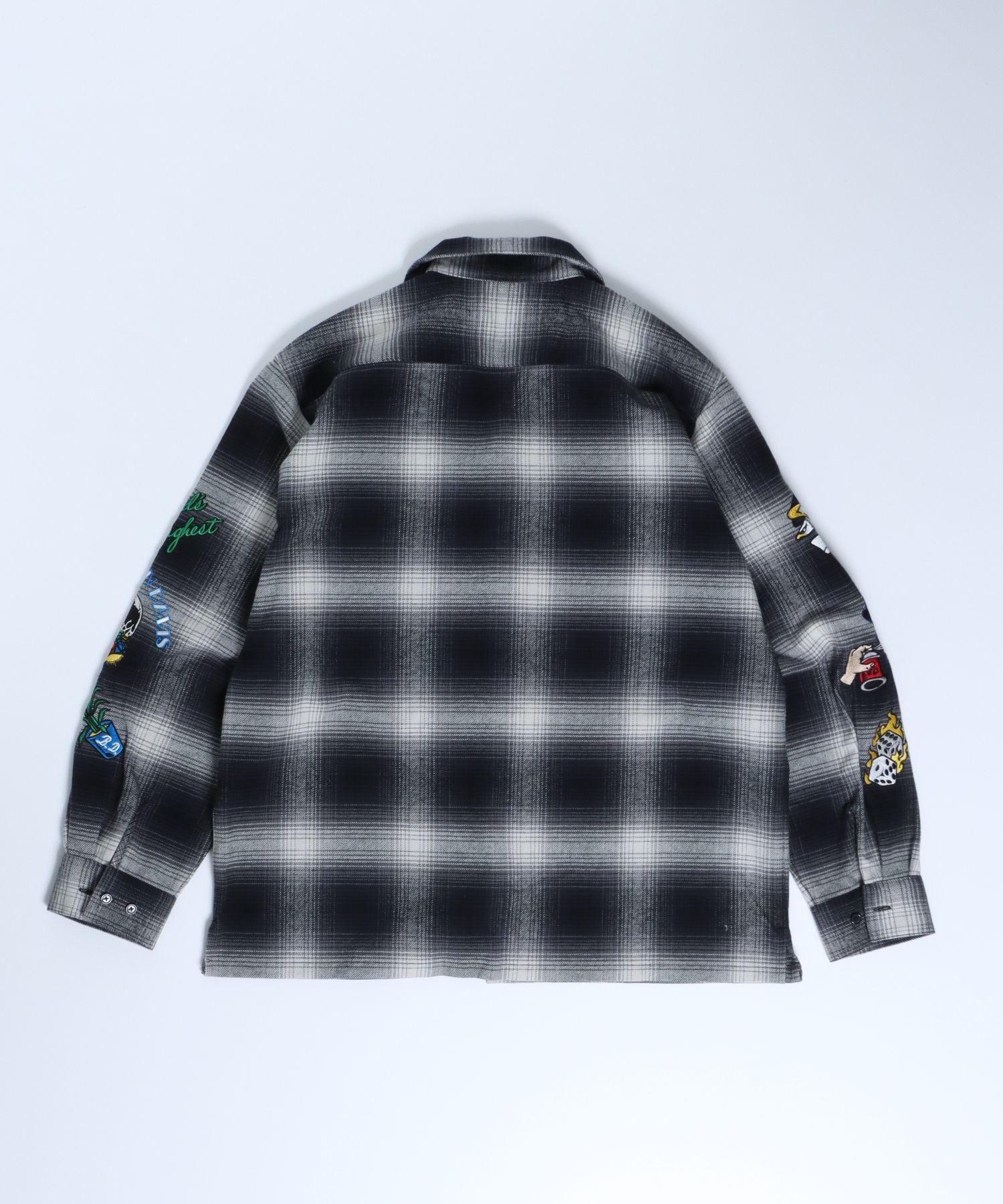 【BEN DAVIS(ベンデイビス)】 STICHED PLAID SHIRT / チェック 古着 刺繍 シャツ 長袖 ブラック