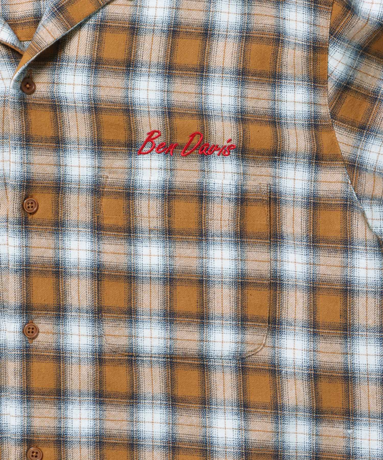 【BEN DAVIS(ベンデイビス)】 STICHED PLAID SHIRT / チェック 古着 刺繍 シャツ 長袖 イエロー