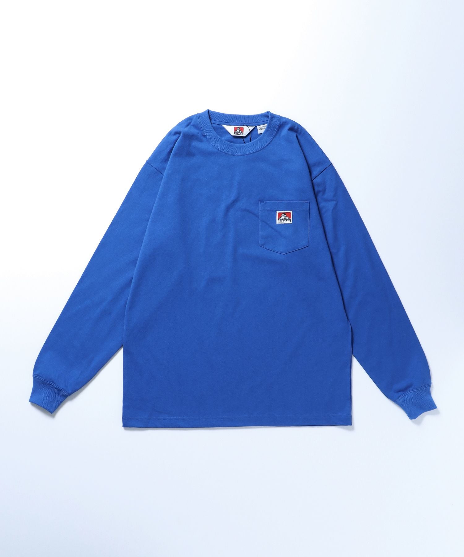 【BEN DAVIS(ベンデイビス)】ピスネーム ポケット ロンT ワンポイント 長袖 Tシャツ ブルー