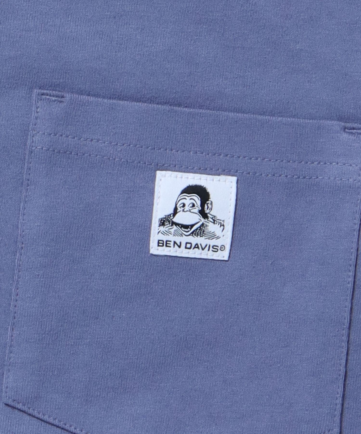 【BEN DAVIS(ベンデイビス)】 NEW L/S POCKET TEE (WIDE) / ピスネーム ポケット ロンT ワンポイント 長袖 ビッグ パープル