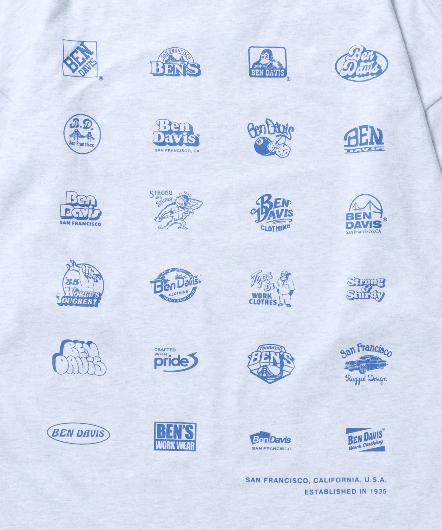 【BEN DAVIS(ベンデイビス)】MORE ICONS L/S TEE / ロゴ バックプリント 刺繍 ワンポイント クルーネック ロンT オフホワイト