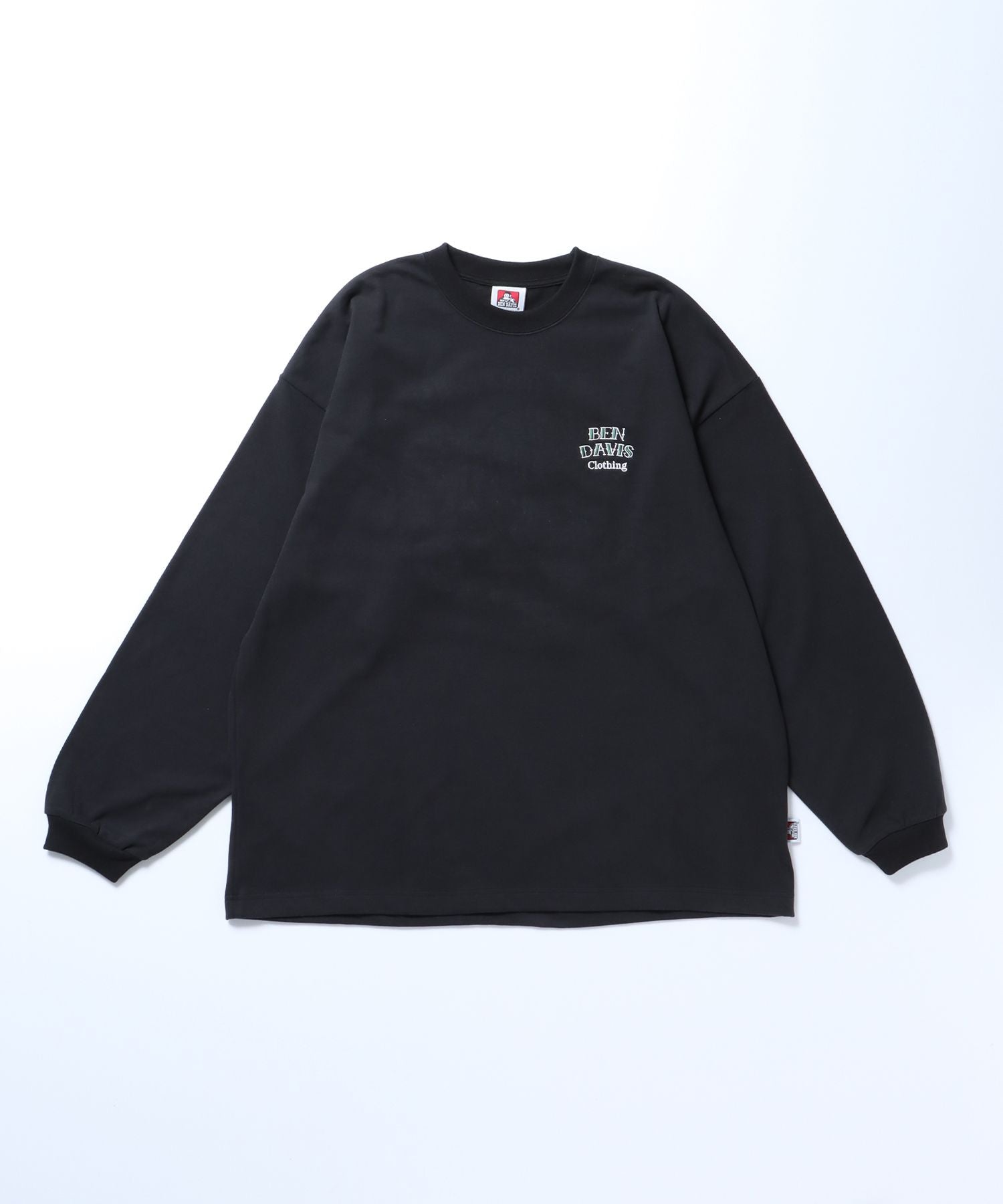 【BEN DAVIS(ベンデイビス)】ピーチ 刺繍 ピンボール バラ ロンT クルーネック ブラック
