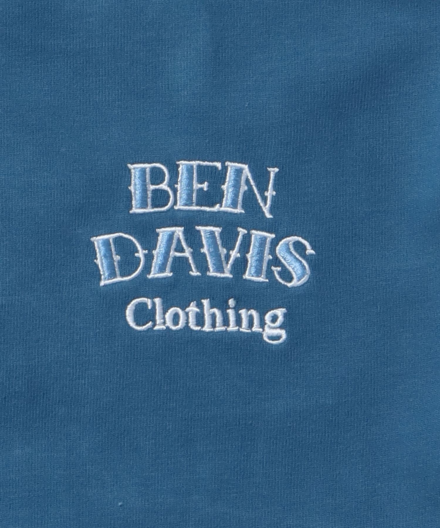 【BEN DAVIS(ベンデイビス)】 GOOD LUCK BRUSHED LS / ピーチ 刺繍 ピンボール バラ ロンT クルーネック ブルー