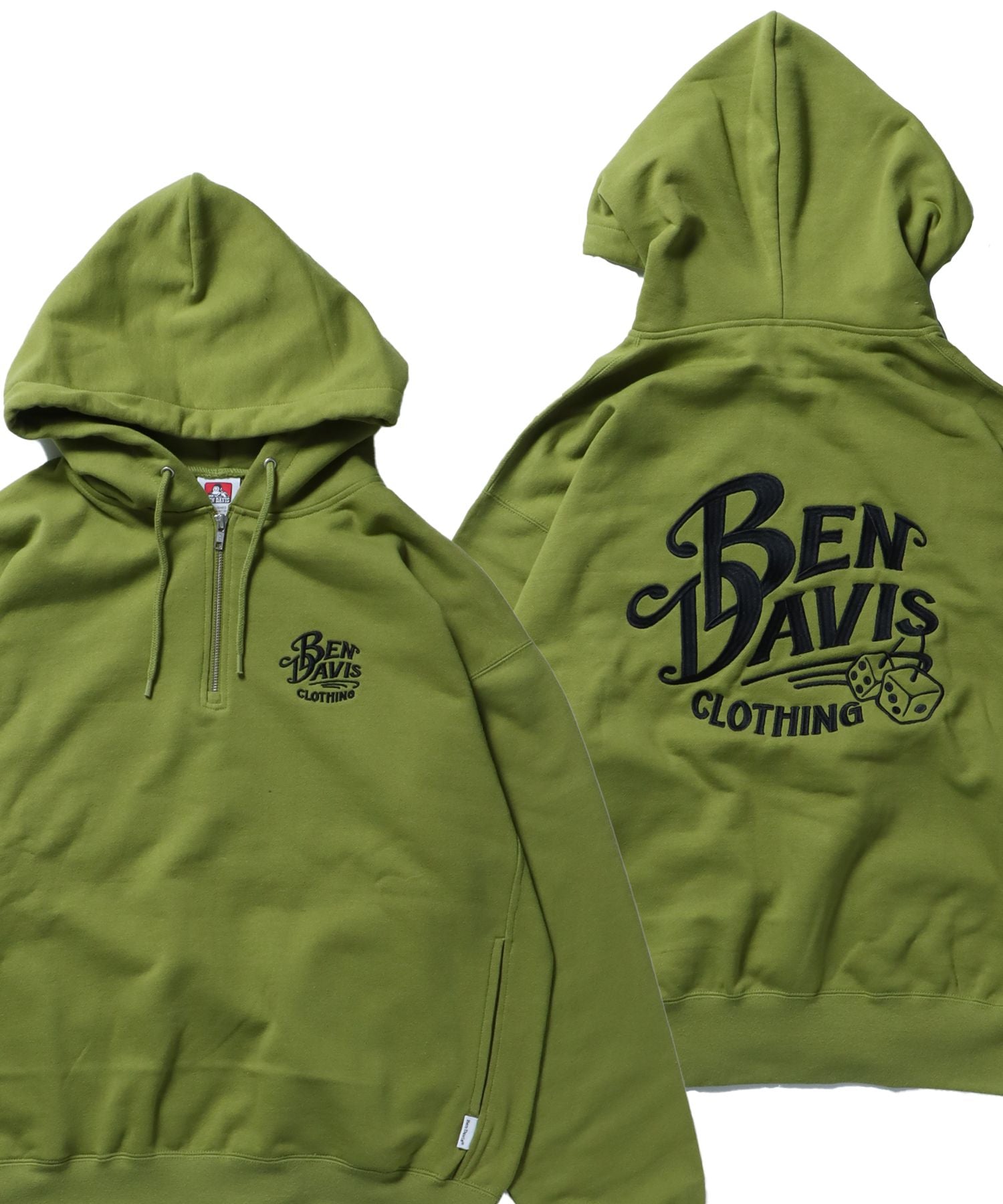 BEN DAVIS(ベンデイビス)】 CLASSIC LOGO HALF ZIP HOODIE / 刺繍