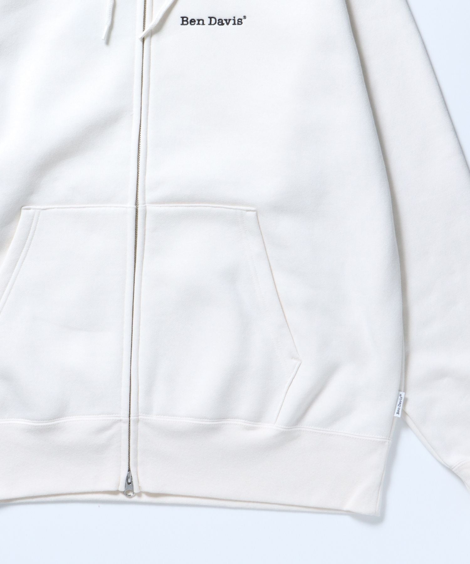 【BEN DAVIS(ベンデイビス)】 HEAVY SWEAT ZIP HOODIE / ビッグ スウェット ヘビーウェイト パーカー 刺繍 ライトグレー