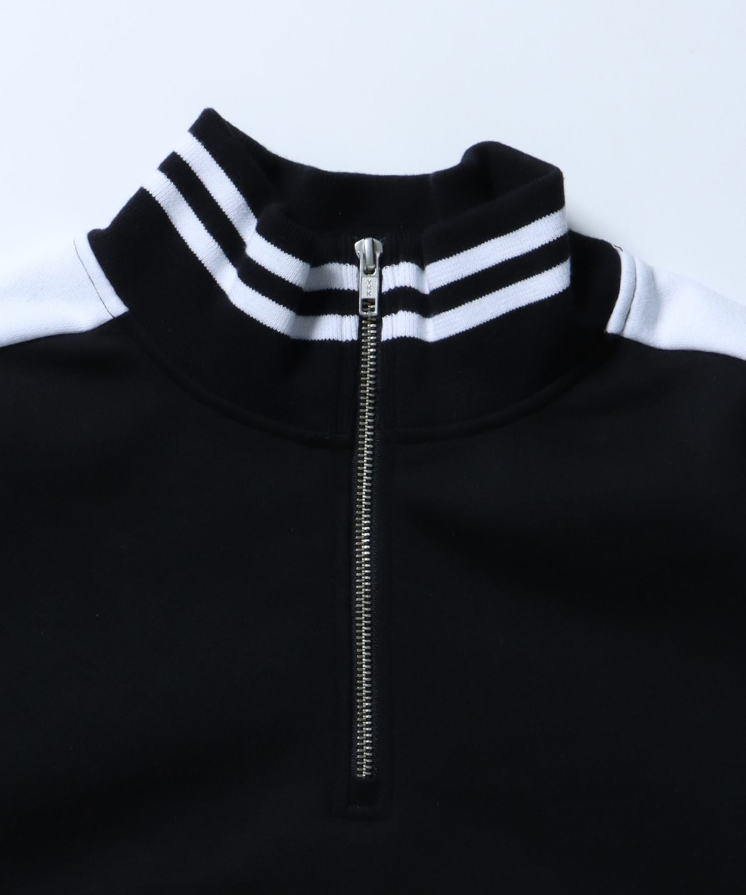 【BEN DAVIS(ベンデイビス)】 LINE DESIGN H/Z SWEAT TOP / ロゴ ビッグ ハーフジップ スウェット 配色 ブラック