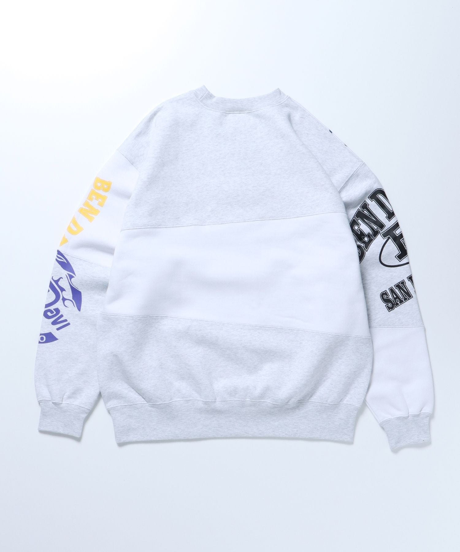 【BEN DAVIS(ベンデイビス)】 FRANKEN CREW SWEAT / ロゴ ビッグ ラバー スウェット パッチワーク クルーネック オフホワイト