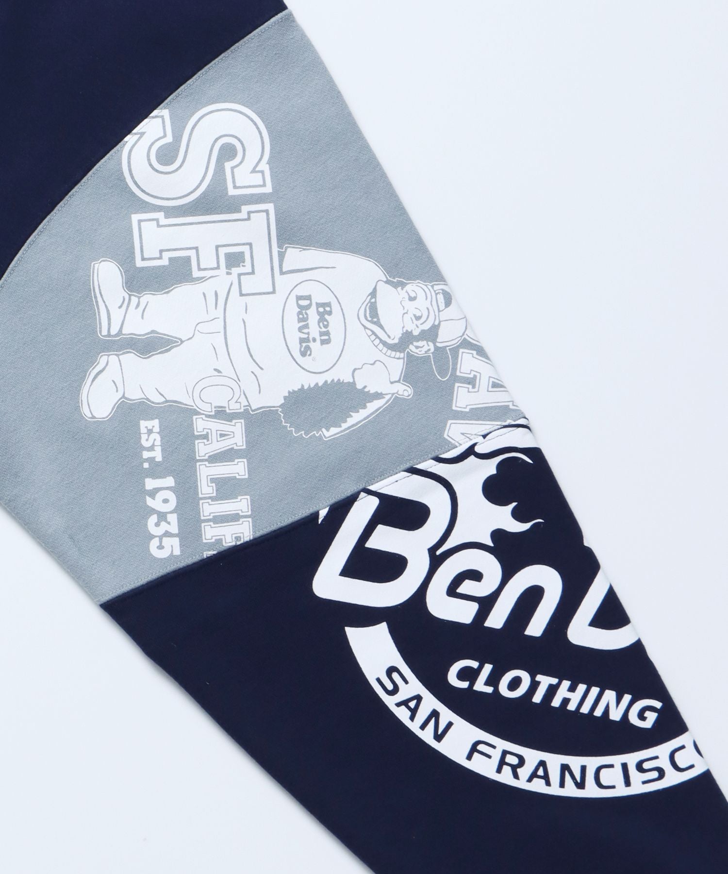 【BEN DAVIS(ベンデイビス)】 FRANKEN CREW SWEAT / ロゴ ビッグ ラバー スウェット パッチワーク クルーネック ネイビー