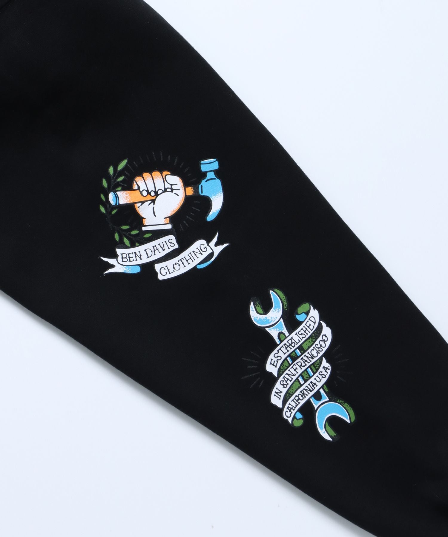 【BEN DAVIS(ベンデイビス)】 OLDIES INKED HOODIE / クラシック タトゥー アメリカン ダイス パーカー ブラック