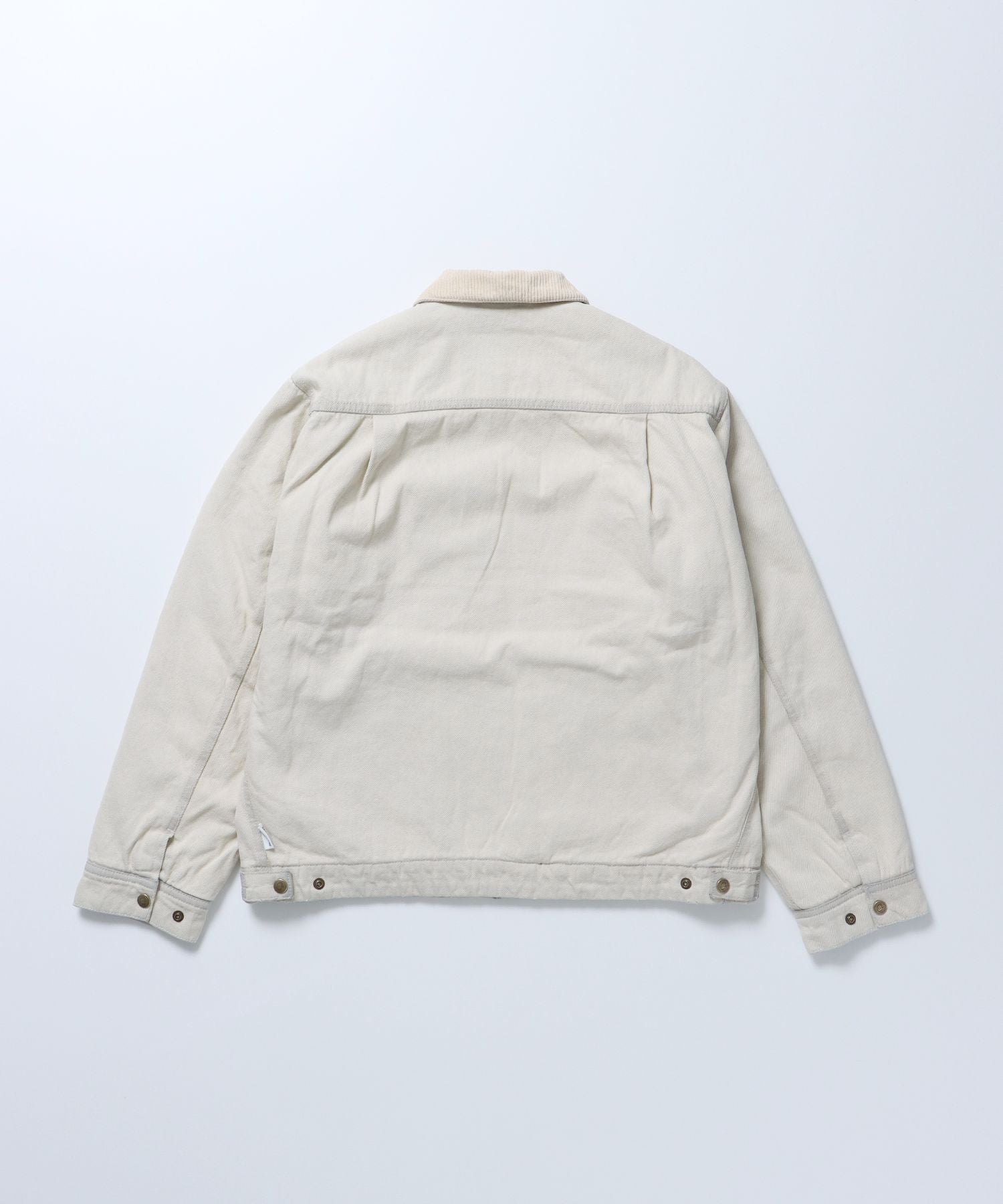 【BEN DAVIS(ベンデイビス)】 BLEACHED QUENTIN JACKET / ワイド ジップ ロゴ 刺繍 ジャケット アイボリー