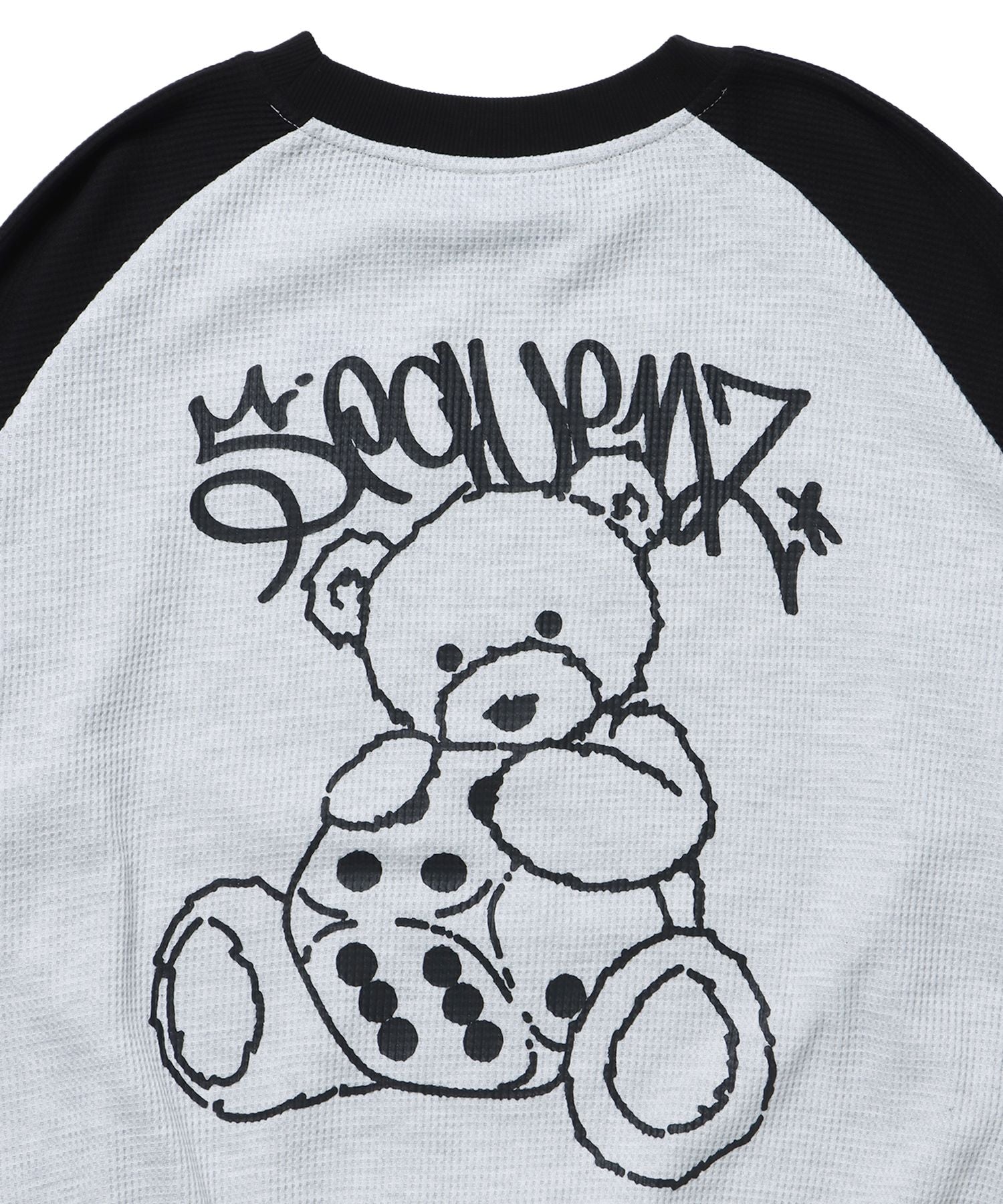【SEQUENZ】 DICE BEAR RAGLAN C/N THERMAL / 配色 ラグラン ダイス オーバーサイズ アイボリー