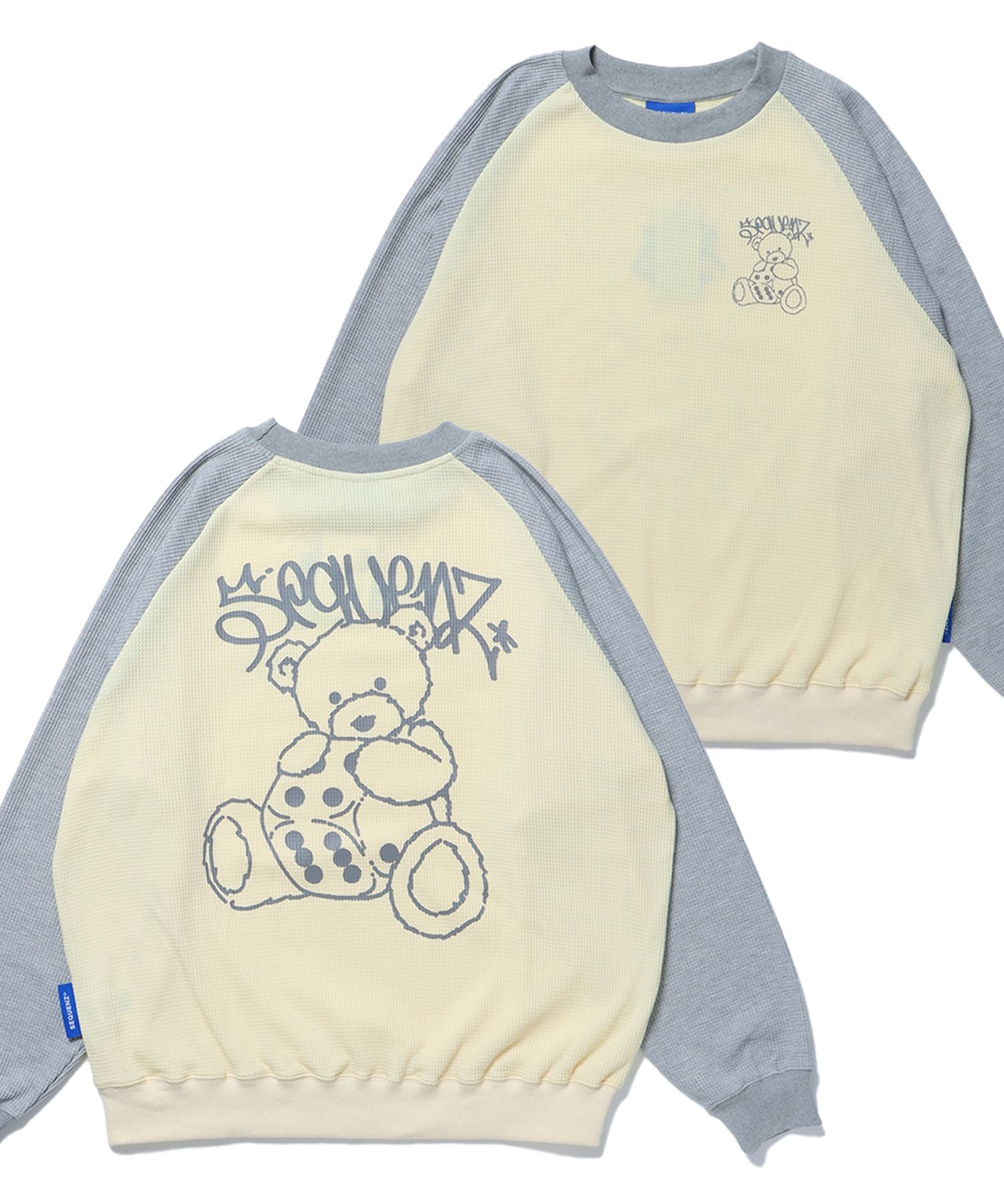 【SEQUENZ】 配色 ラグラン ダイス オーバーサイズ クリーム