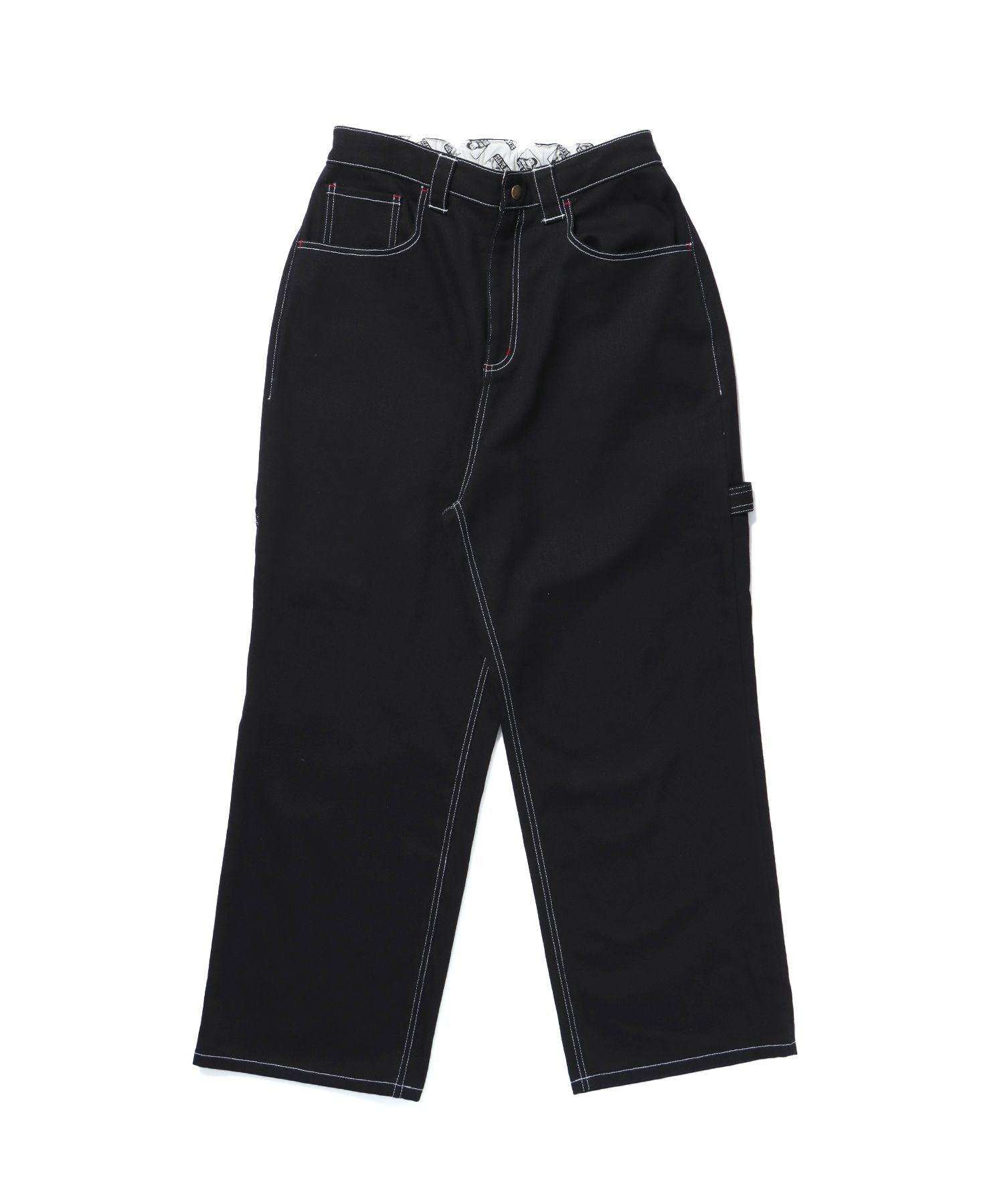 【BEN DAVIS(ベンデイビス)】 EMBRO PAINTER PANTS / 配色 刺繍 ストレート ワイドシルエット ワーク ブラック
